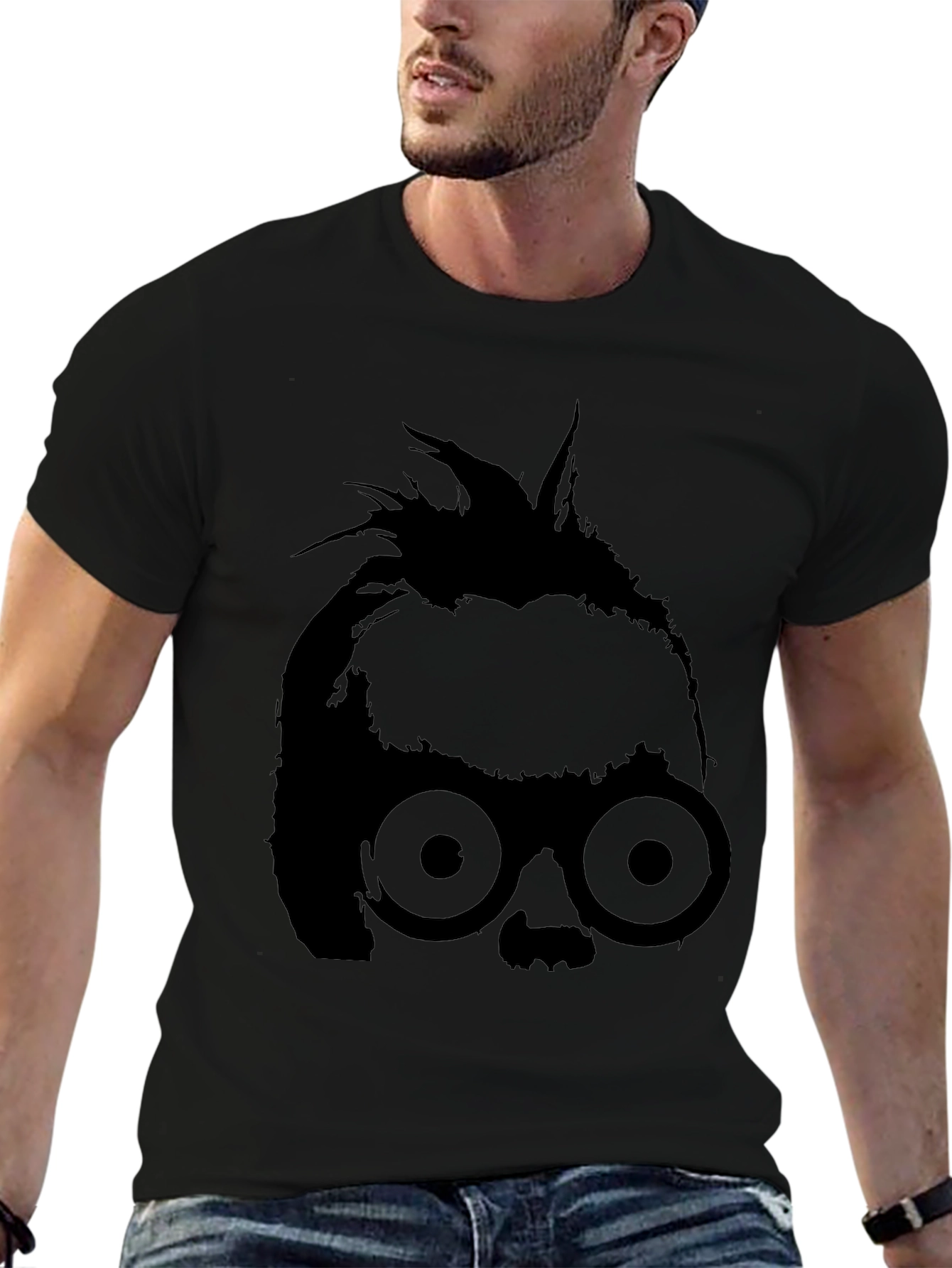 Abstract Silhouette Graphic T-Shirt - Black