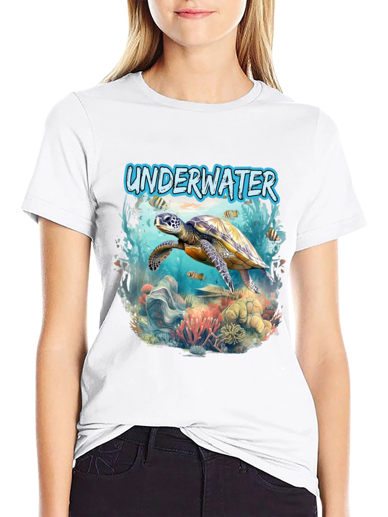 Underwater Sea Turtle Graphic Tee - Dive into Style!