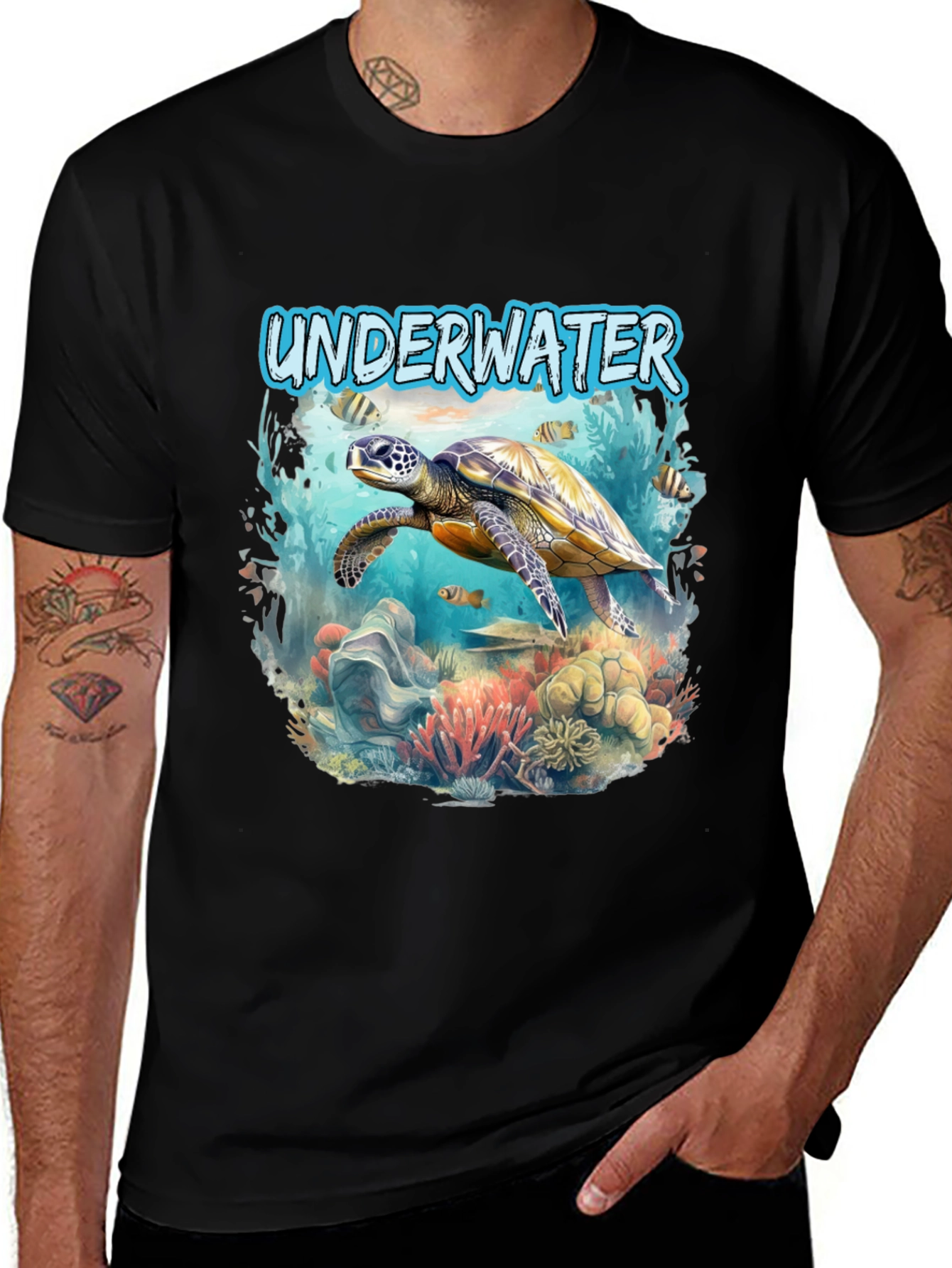 Underwater Sea Turtle Graphic Tee - Dive into Style!