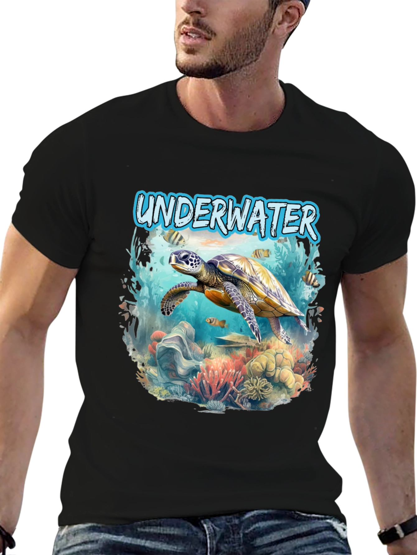 Underwater Sea Turtle Graphic Tee - Dive into Style!