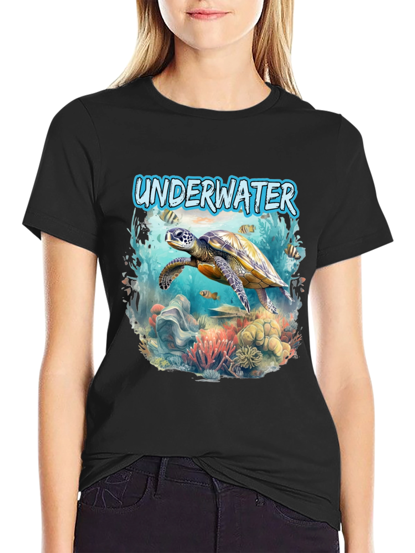 Underwater Sea Turtle Graphic Tee - Dive into Style!