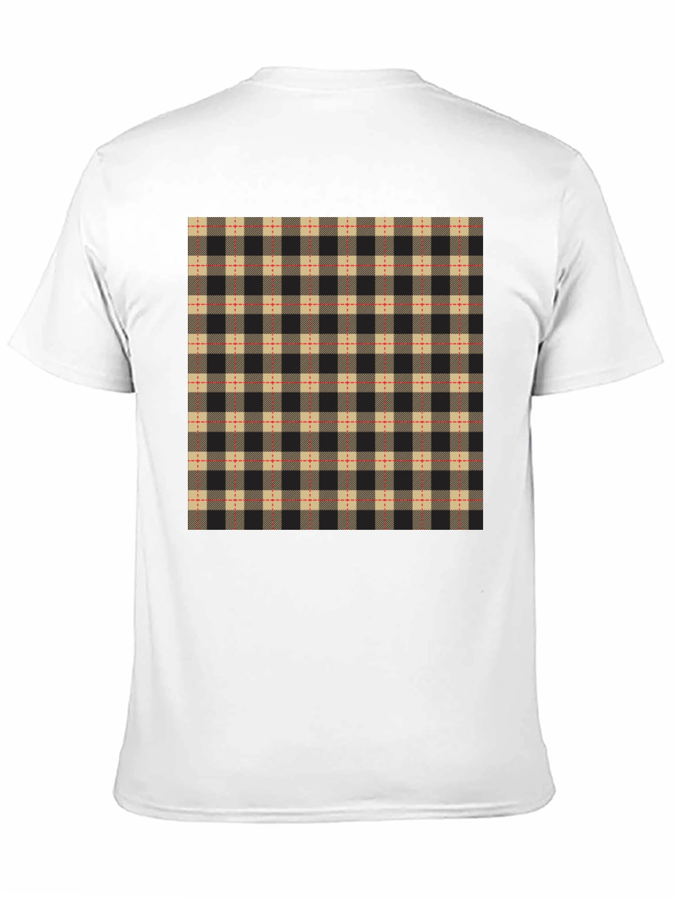 Plaid Pattern Black Casual T-Shirt