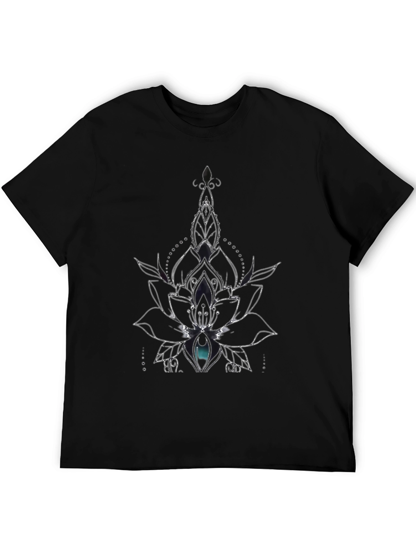 Lotus Flower Graphic Tee - Black Cotton Blend