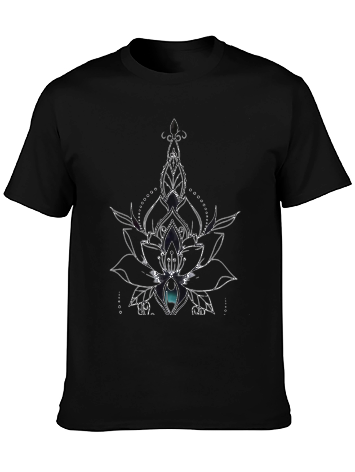 Lotus Flower Graphic Tee - Black Cotton Blend