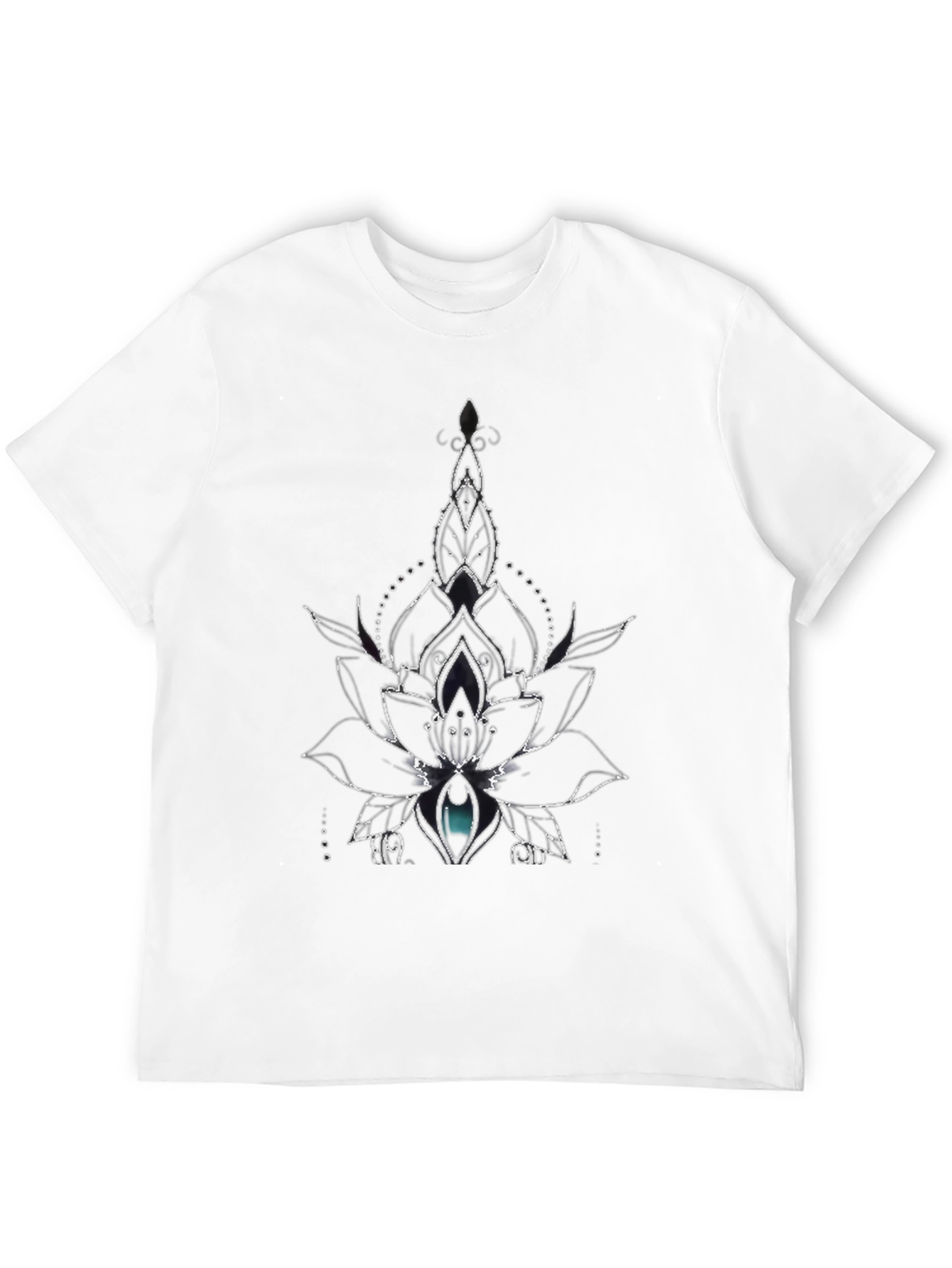 Lotus Flower Graphic Tee - Black Cotton Blend