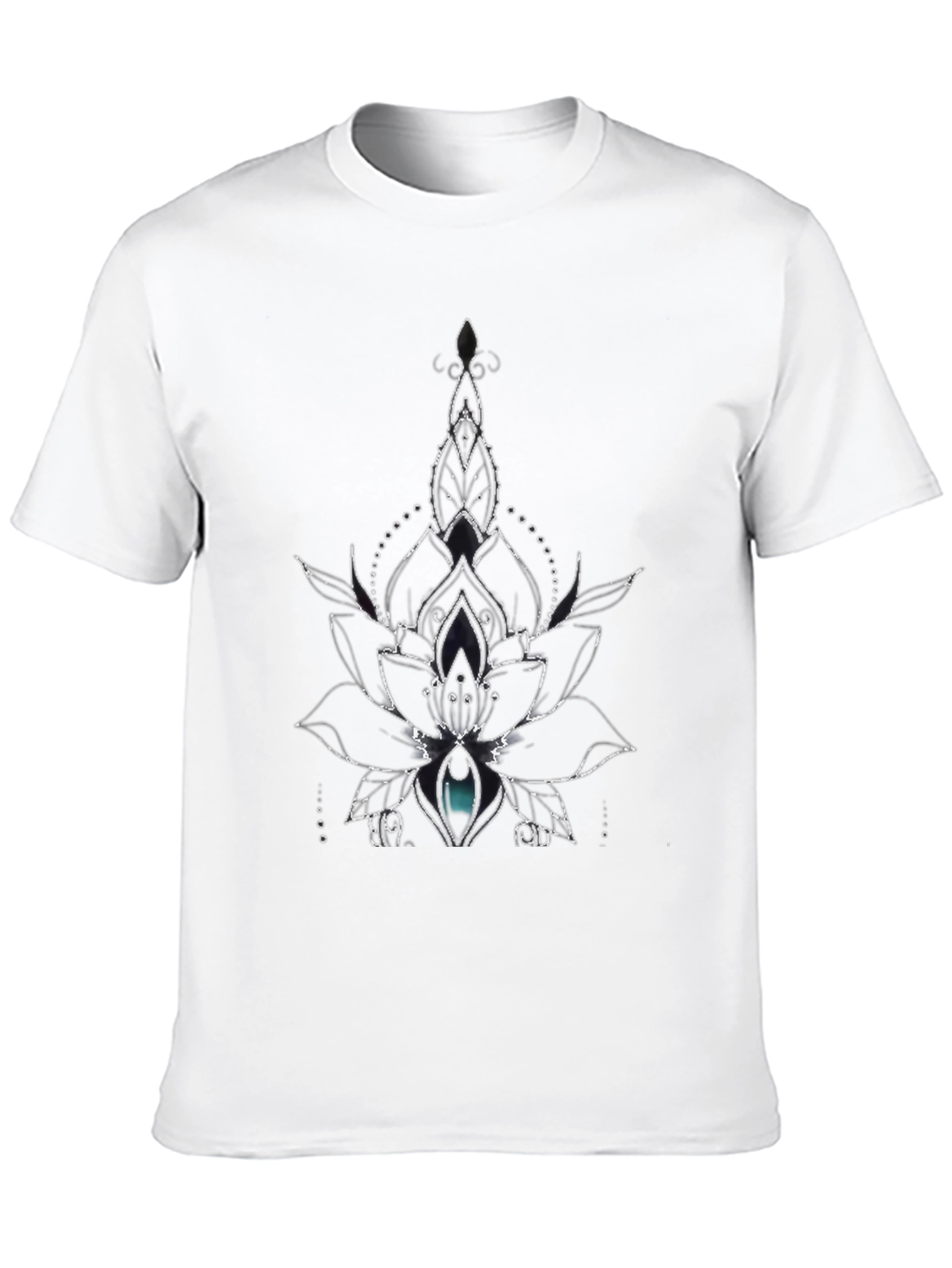 Lotus Flower Graphic Tee - Black Cotton Blend
