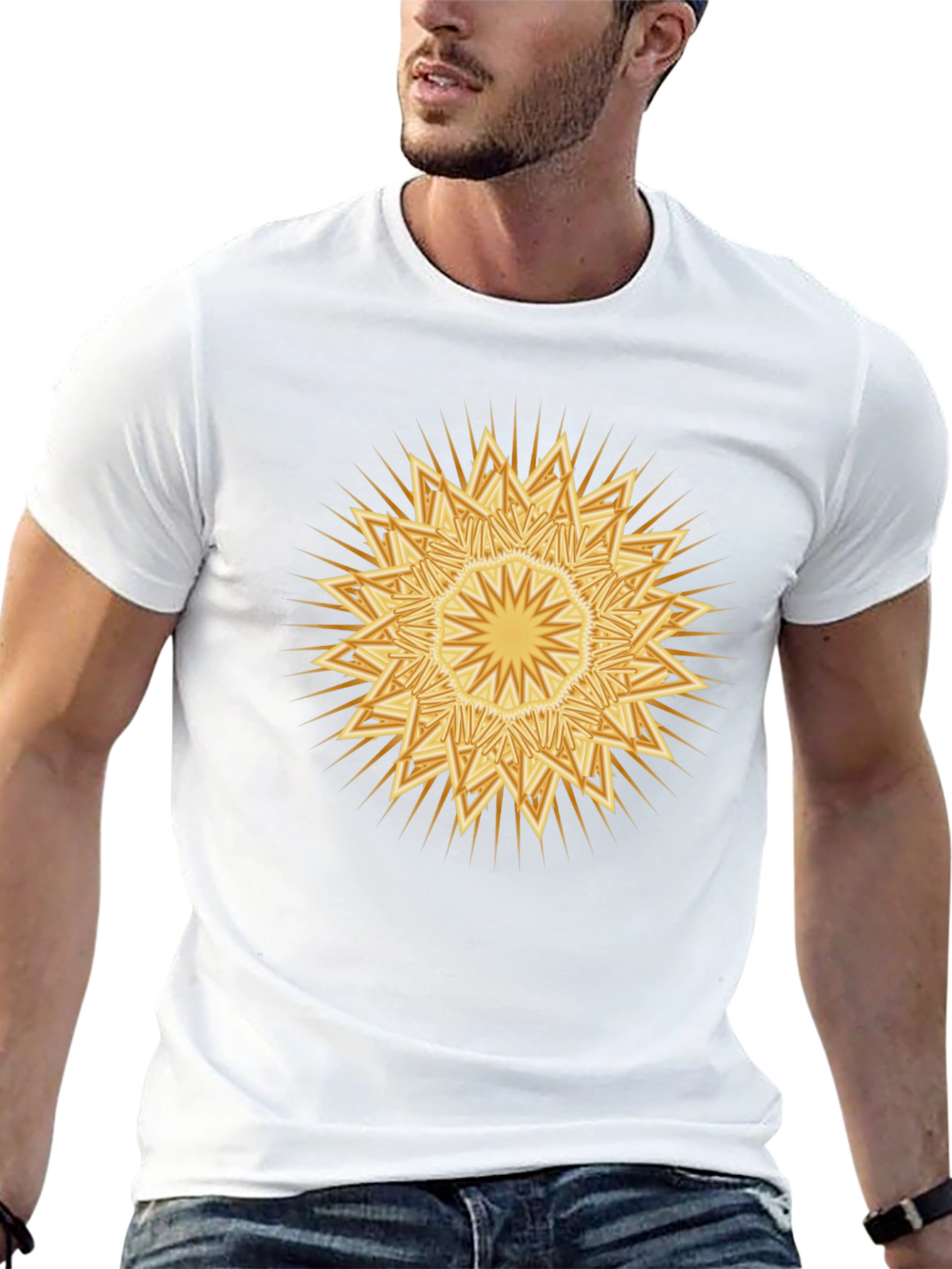 Golden Mandala Graphic Black T-Shirt