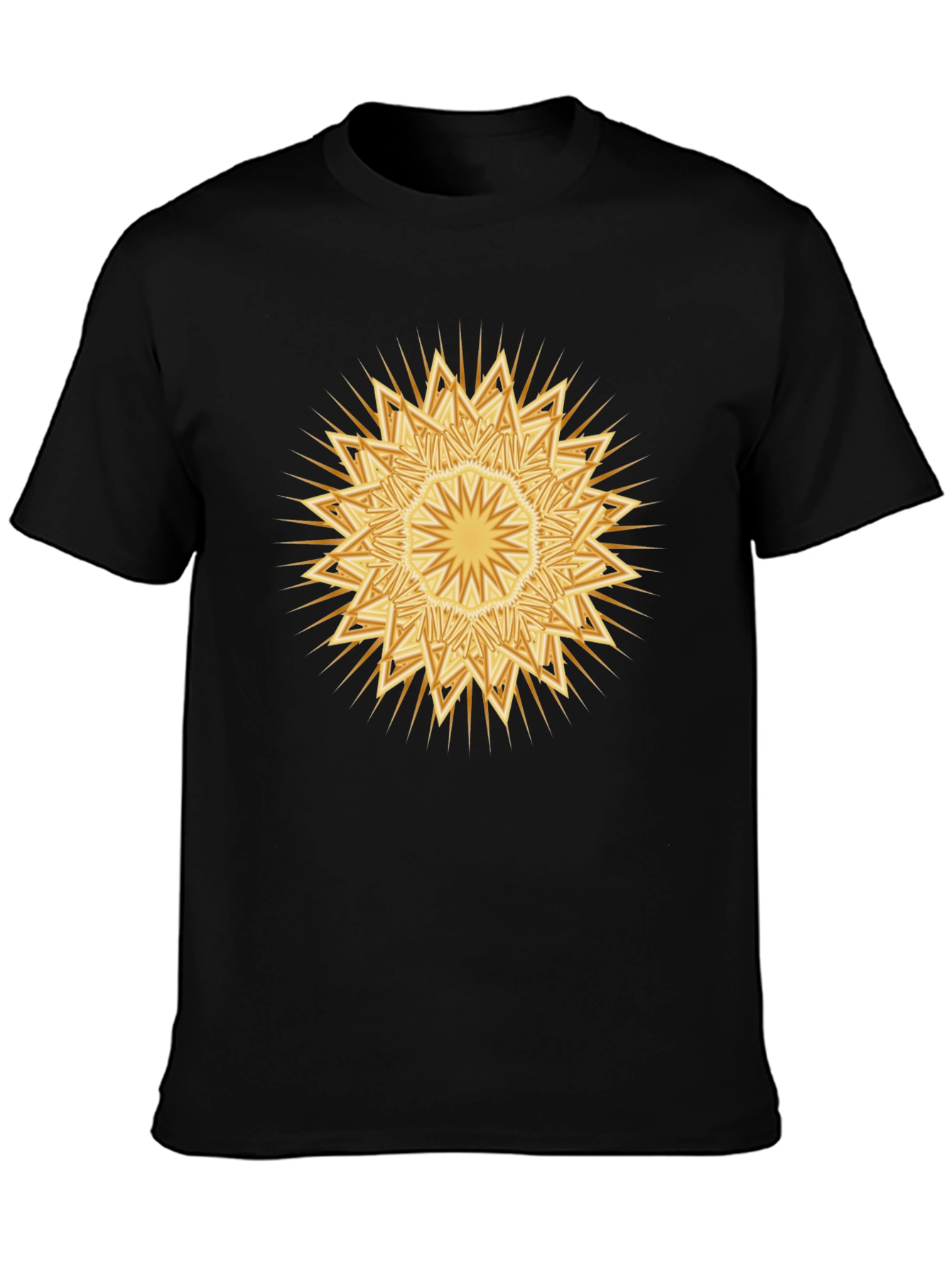 Golden Mandala Graphic Black T-Shirt