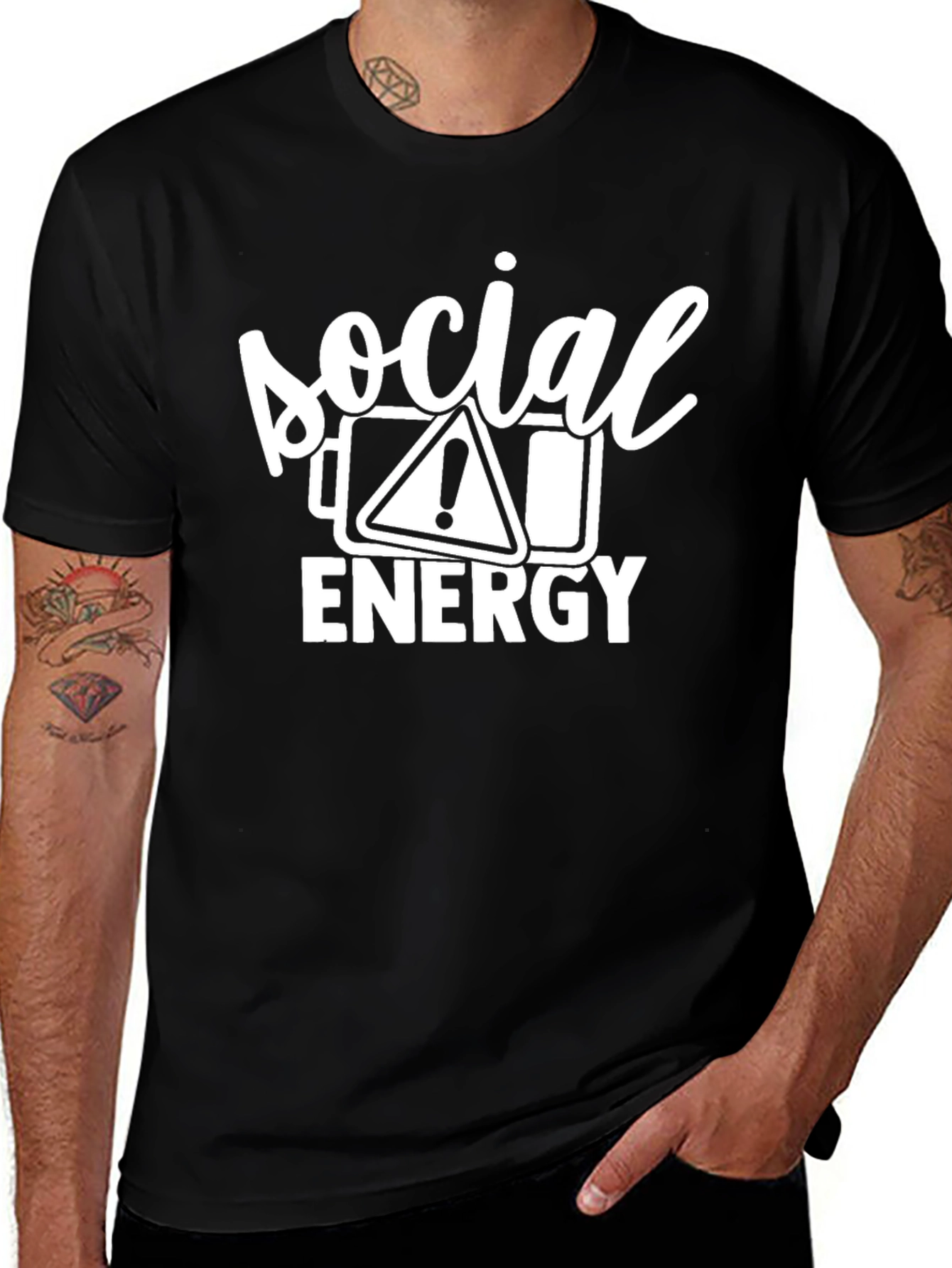 Social Energy Low Battery Graphic T-Shirt - Black
