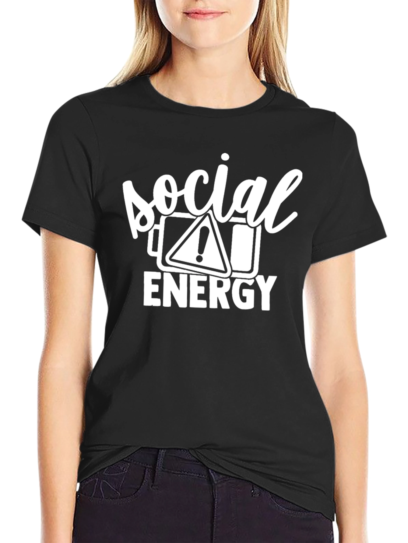 Social Energy Low Battery Graphic T-Shirt - Black