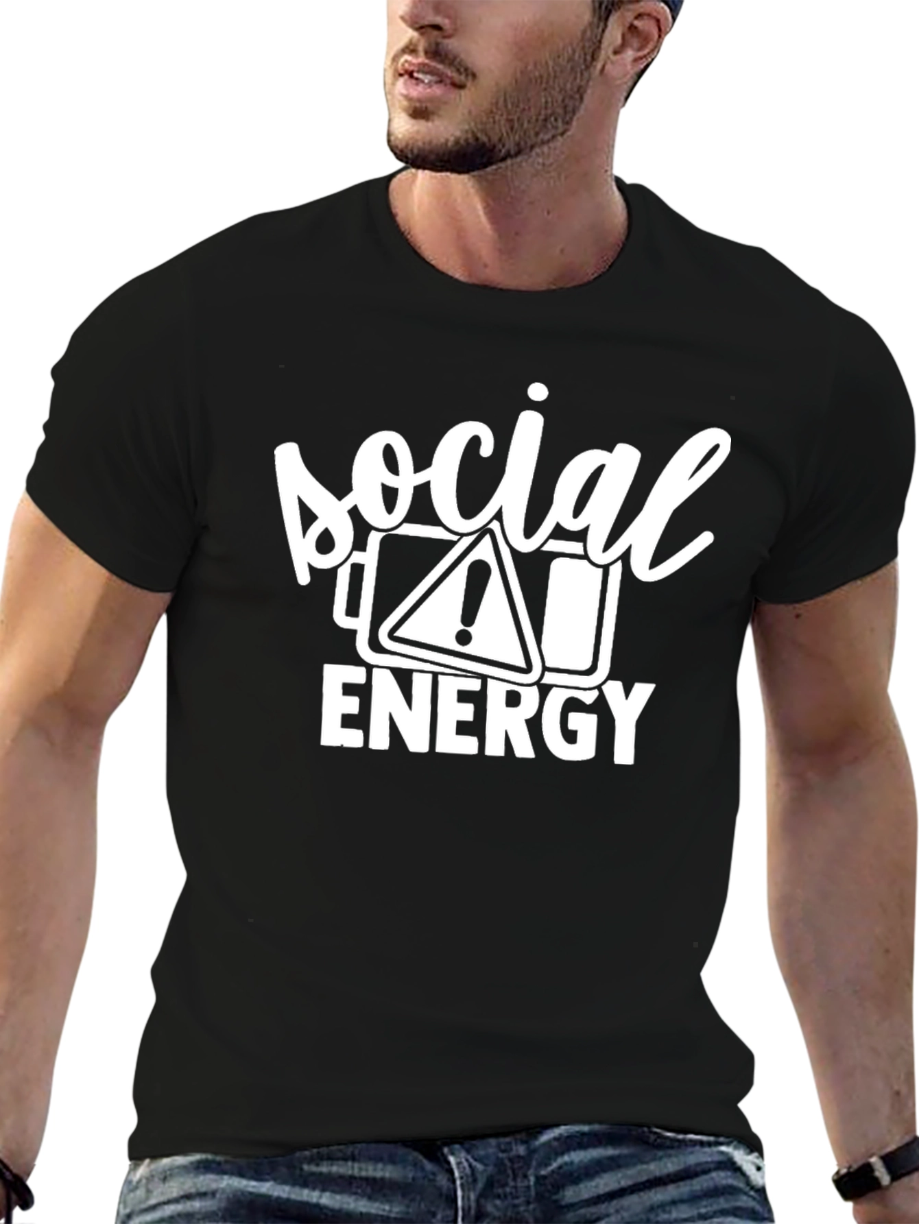 Social Energy Low Battery Graphic T-Shirt - Black