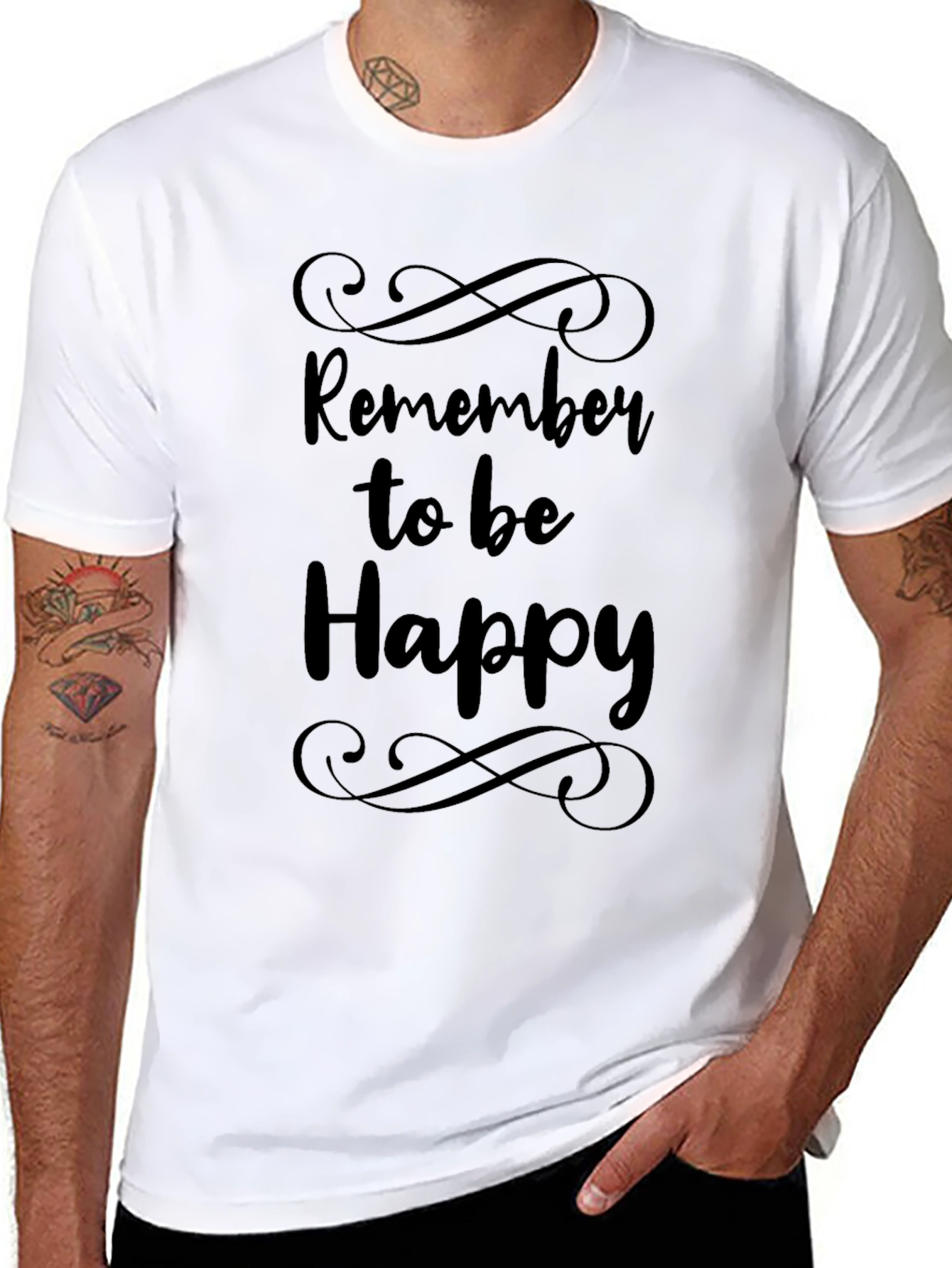 Remember to be Happy Black Graphic Tee