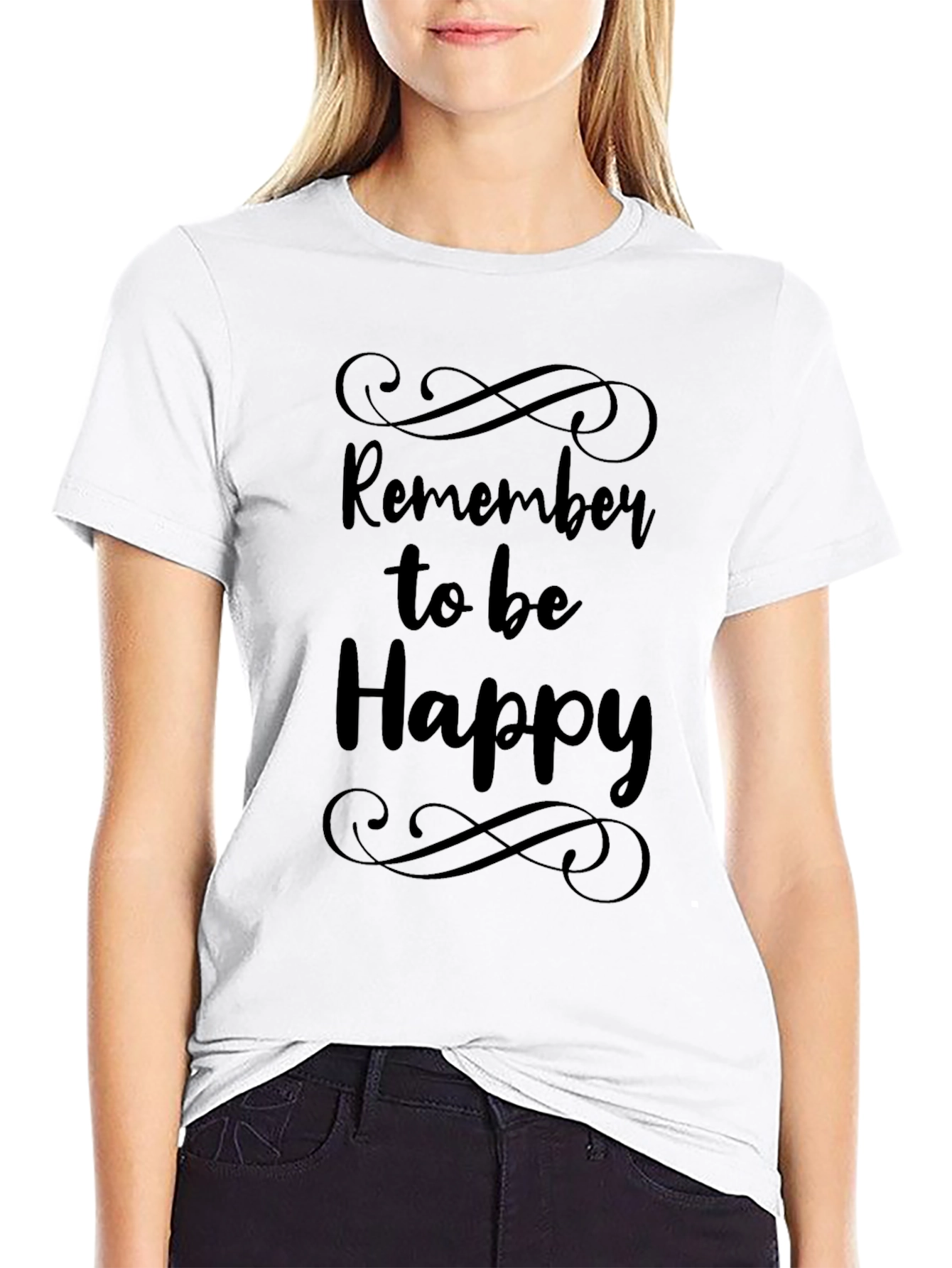 Remember to be Happy Black Graphic Tee