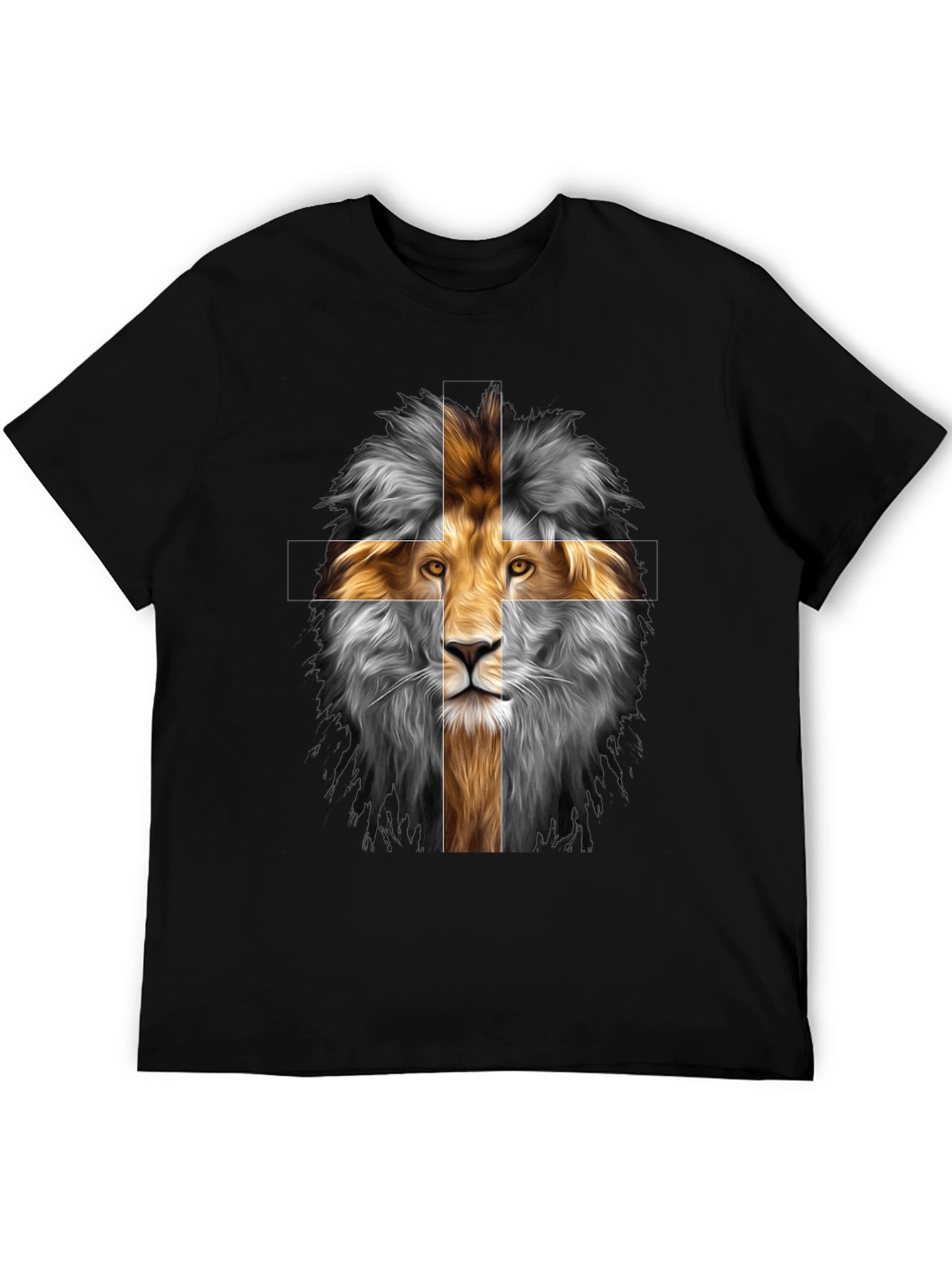 Lion Cross Graphic Tee - Black Cotton Blend