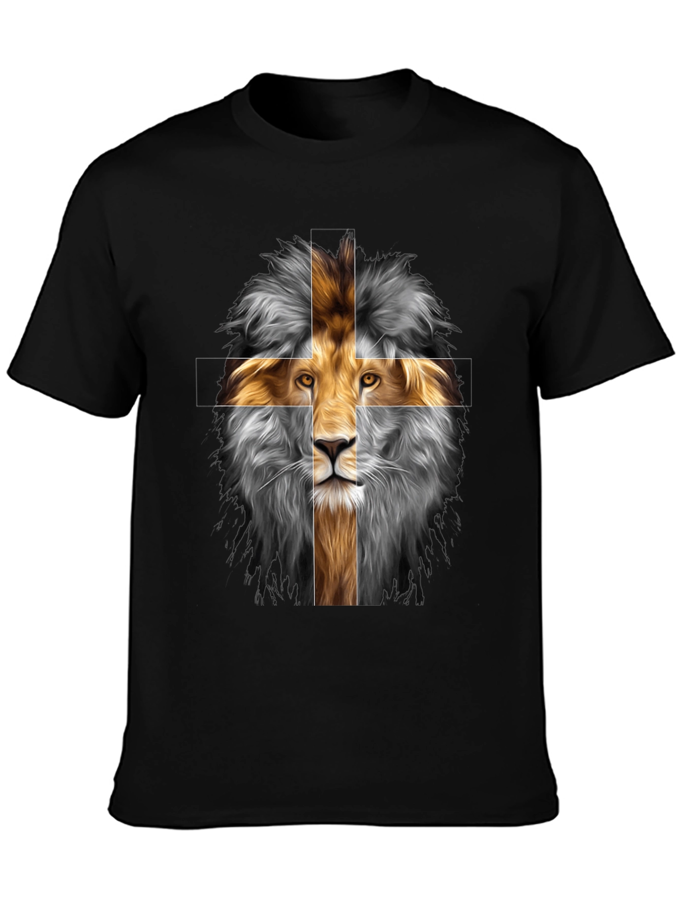 Lion Cross Graphic Tee - Black Cotton Blend