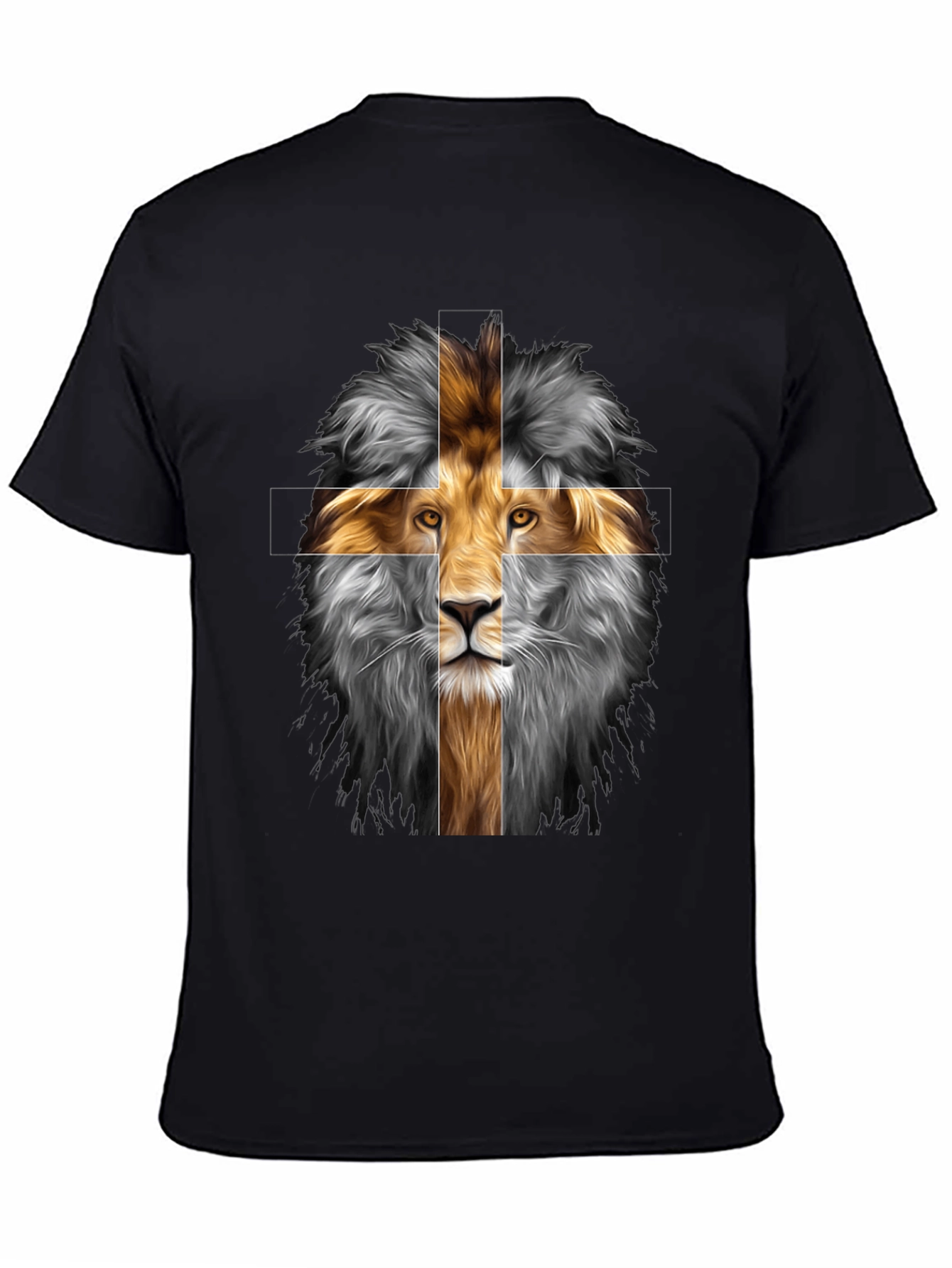 Lion Cross Graphic Tee - Black Cotton Blend