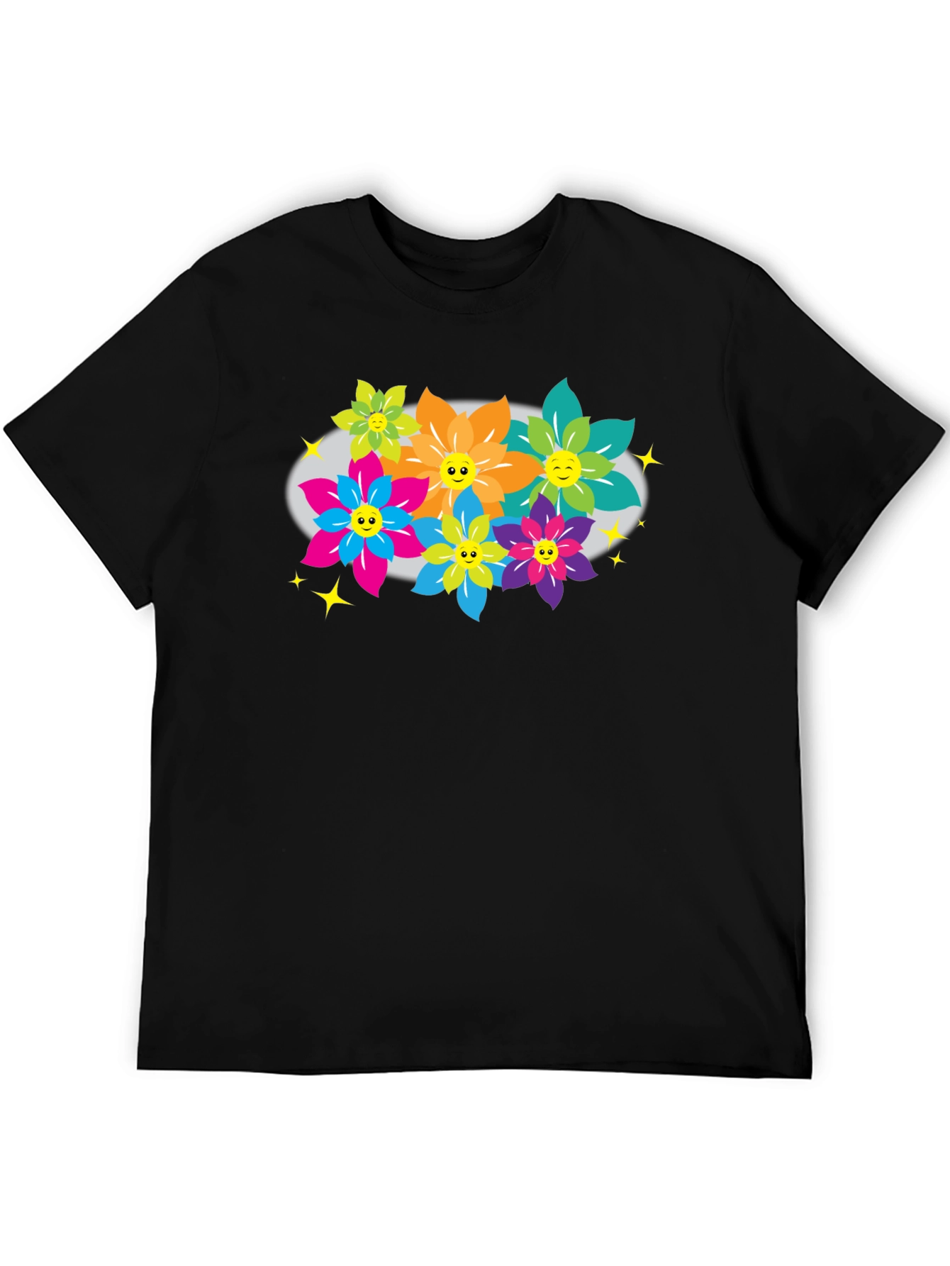 Funky Flowers T-Shirt - Happy Graphic Tee