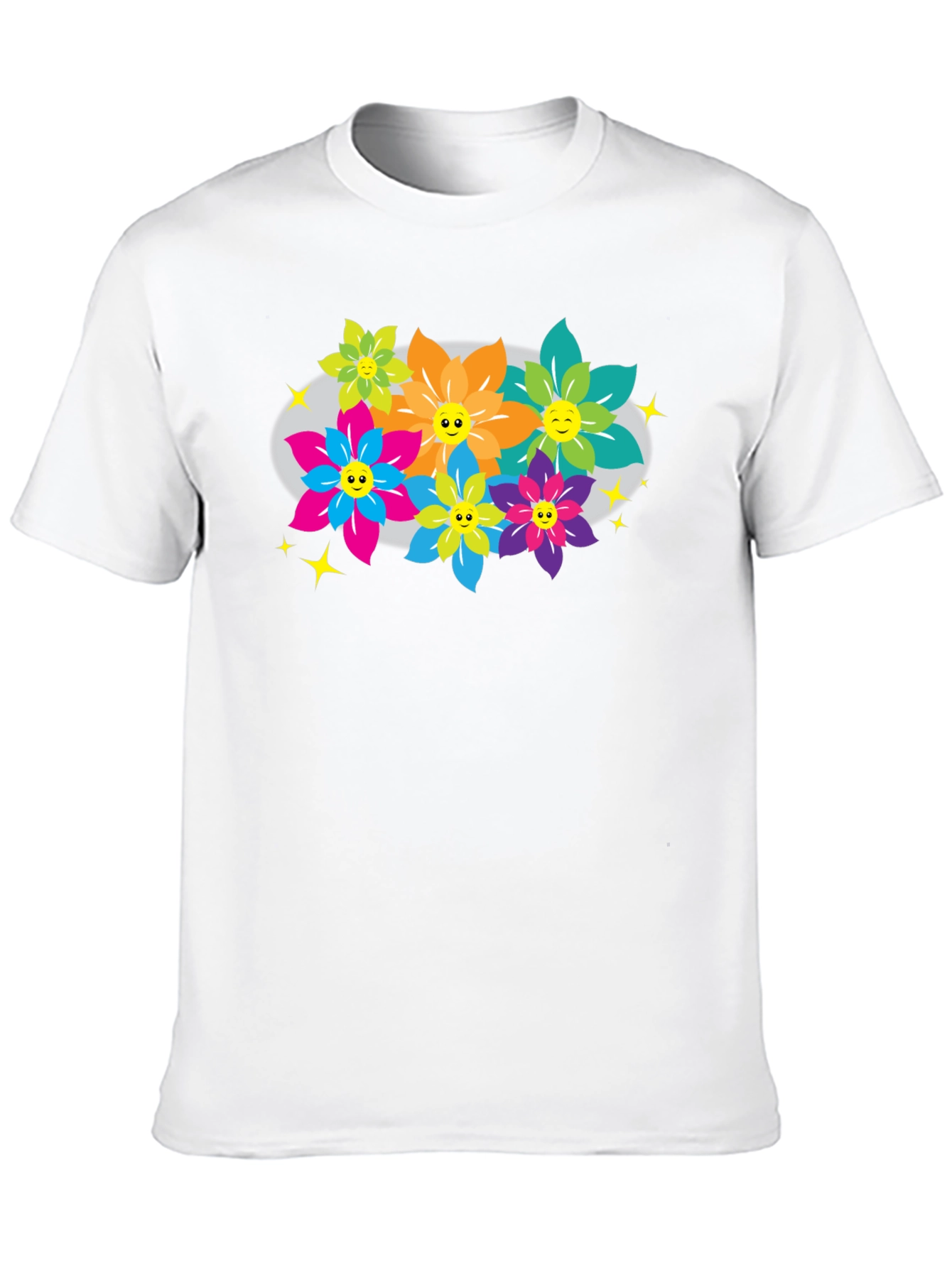 Funky Flowers T-Shirt - Happy Graphic Tee