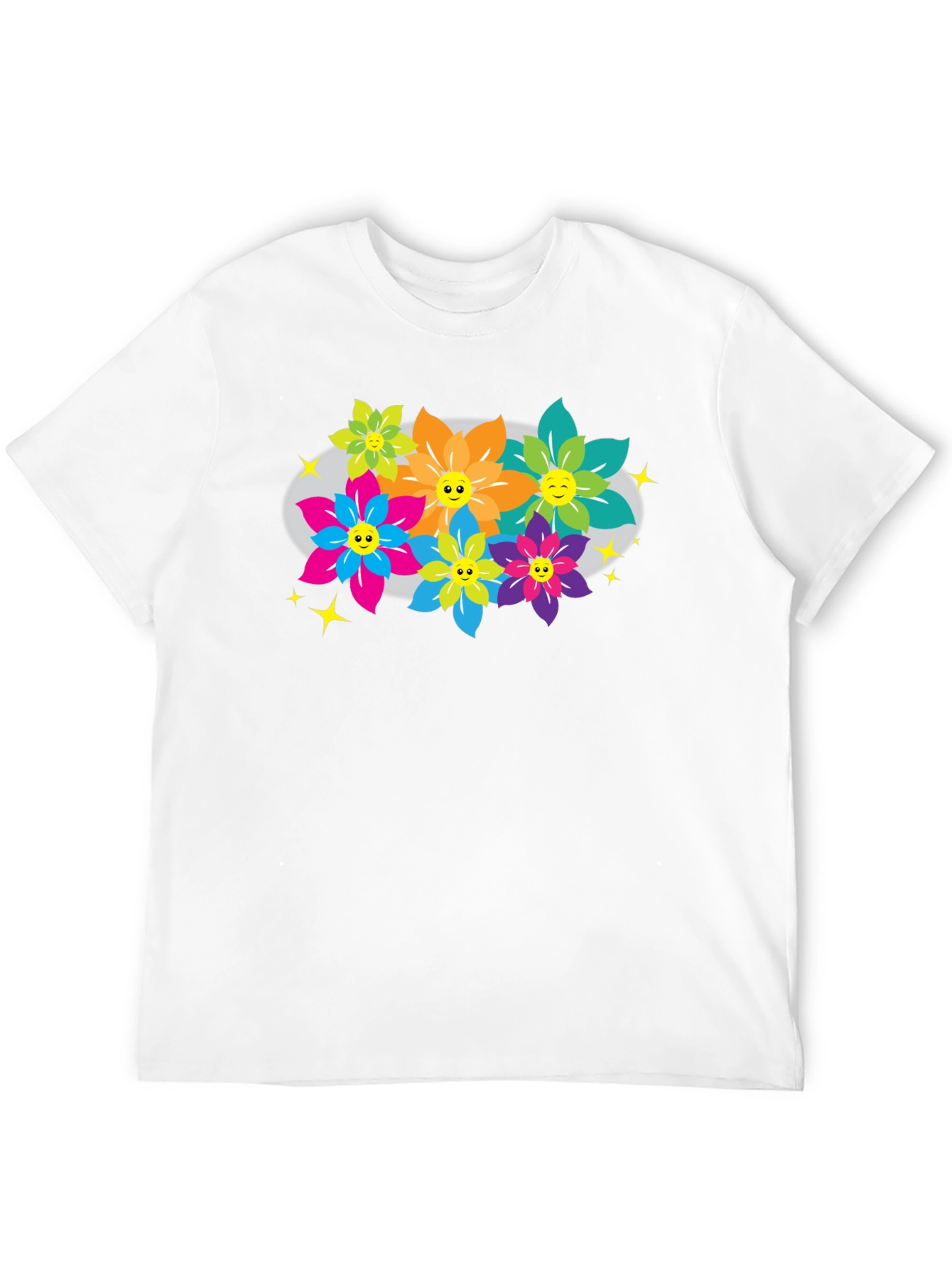 Funky Flowers T-Shirt - Happy Graphic Tee