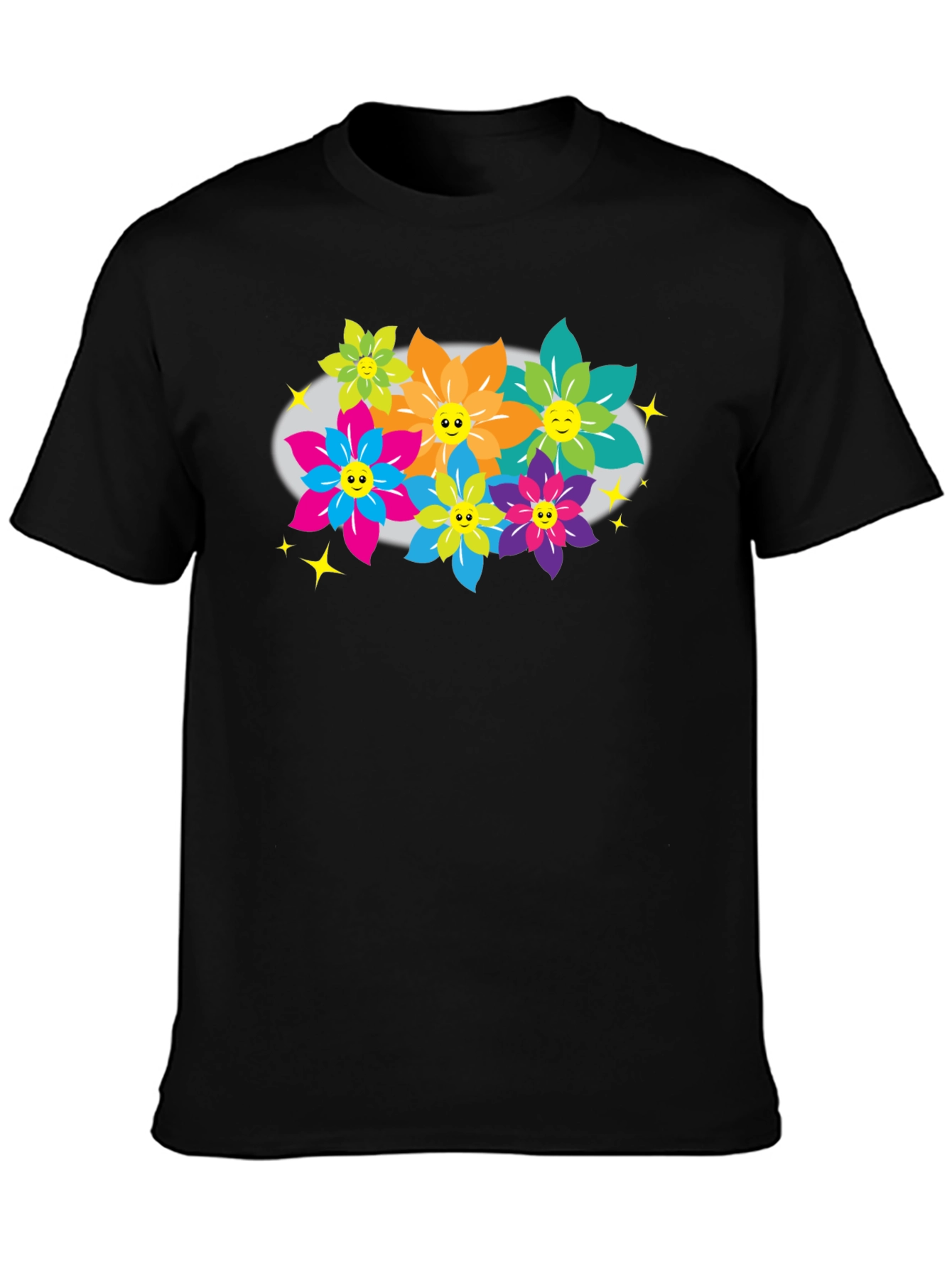 Funky Flowers T-Shirt - Happy Graphic Tee
