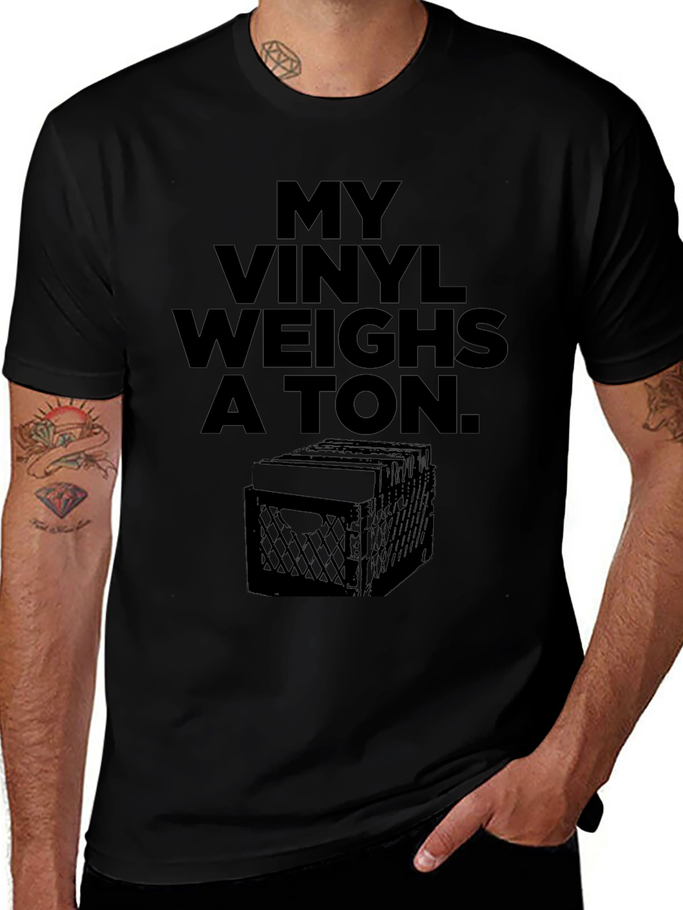 My Vinyl Weighs A Ton Black T-Shirt