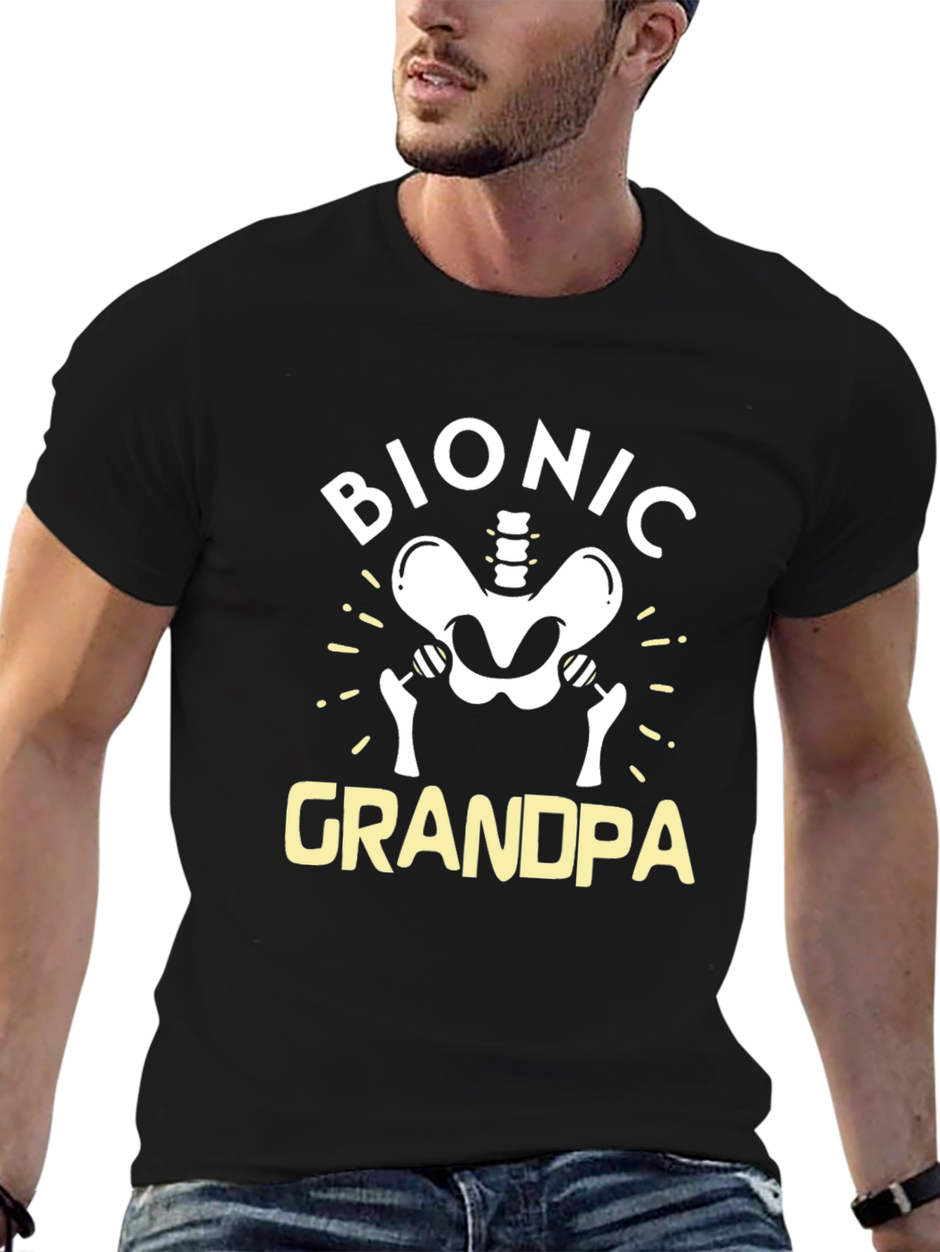 Bionic Grandpa Graphic Tee - Funny Hip Replacement T-Shirt