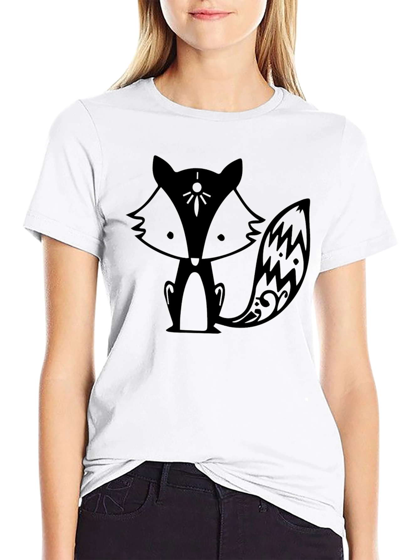Fox Graphic Print Black T-Shirt