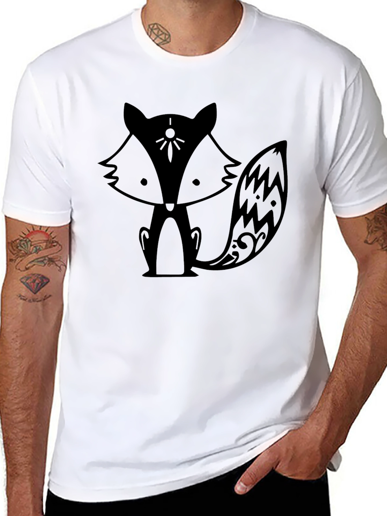 Fox Graphic Print Black T-Shirt