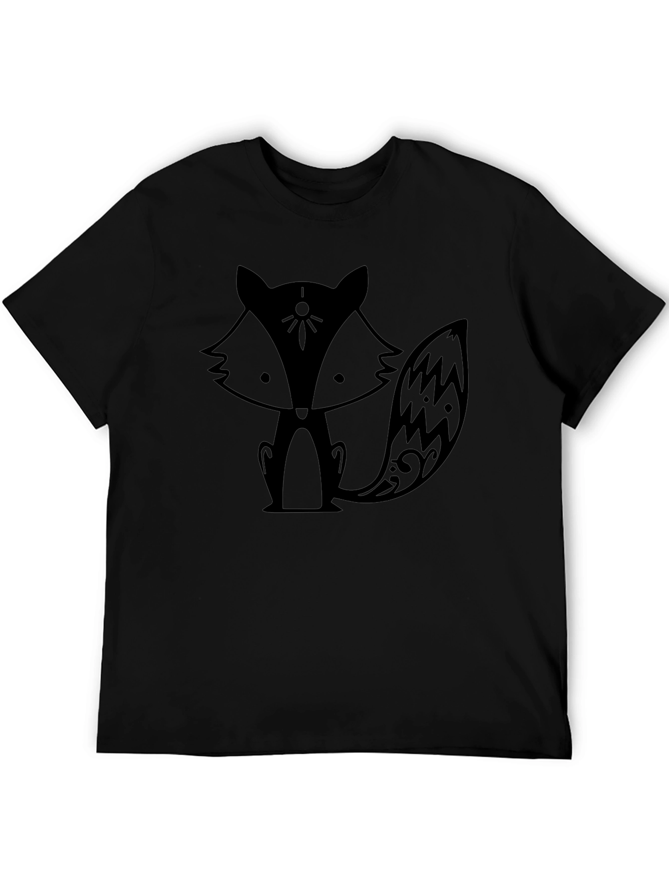 Fox Graphic Print Black T-Shirt