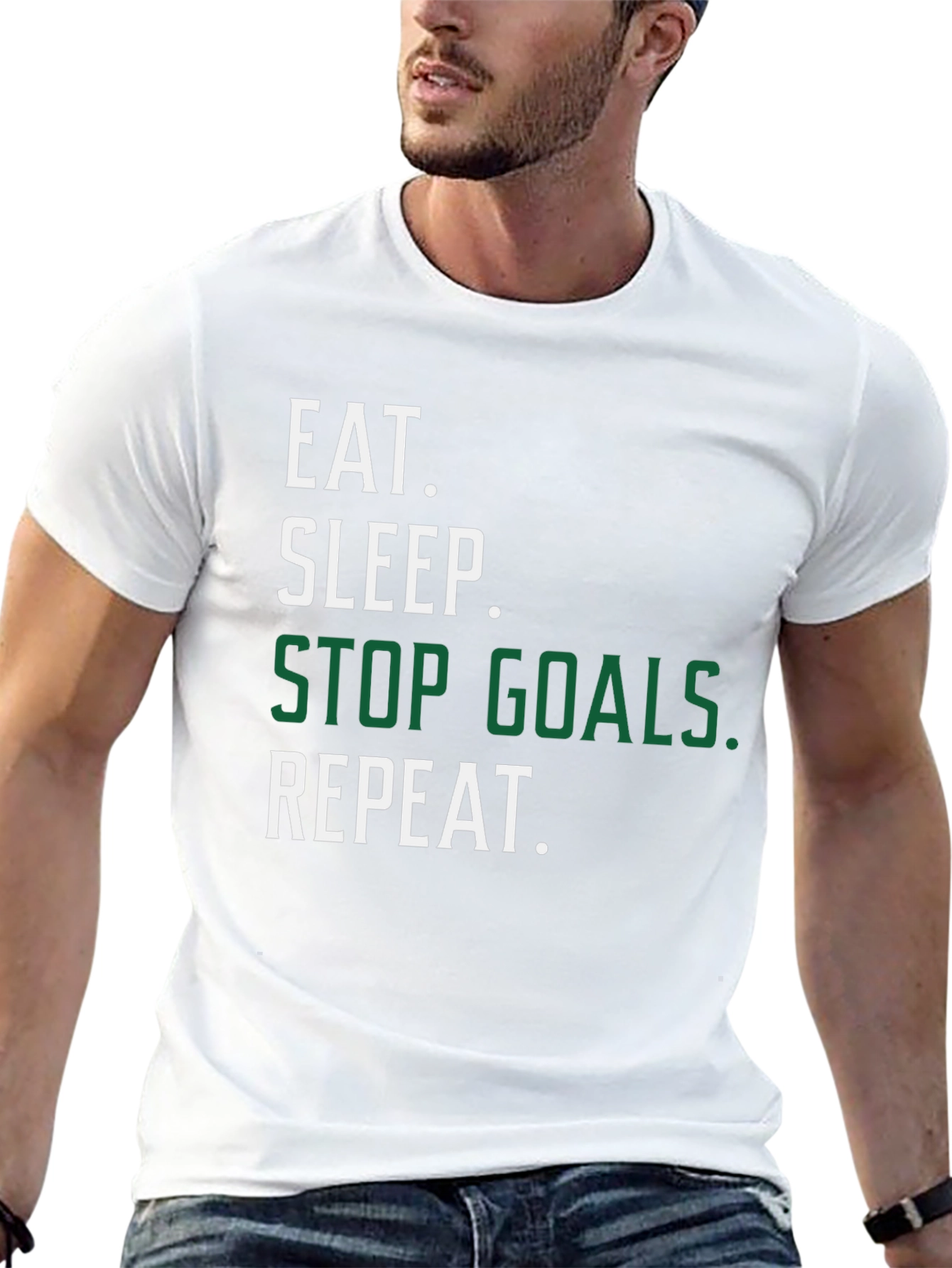 Eat Sleep Stop Goals Repeat Black T-Shirt