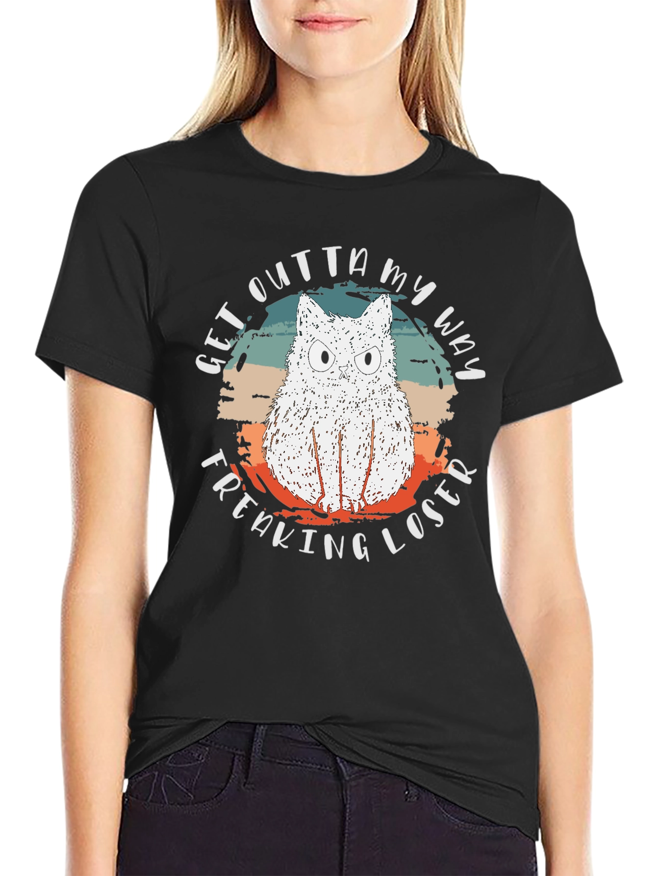 Funny Cat Freaking Loser Graphic T-Shirt