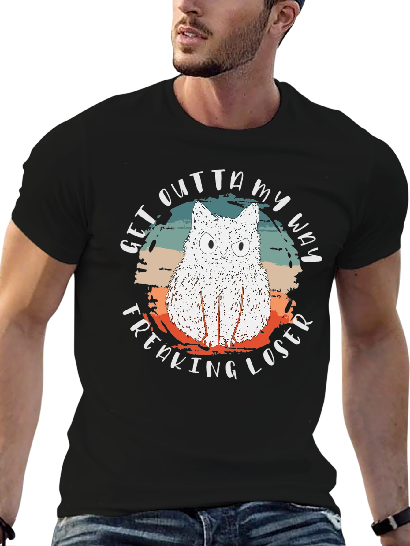 Funny Cat Freaking Loser Graphic T-Shirt