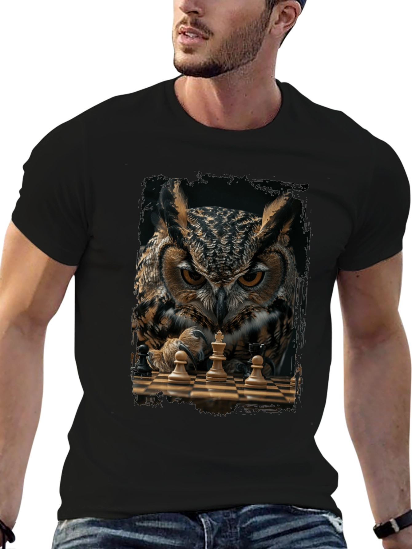 Owl Chess Master T-Shirt - Strategic Style