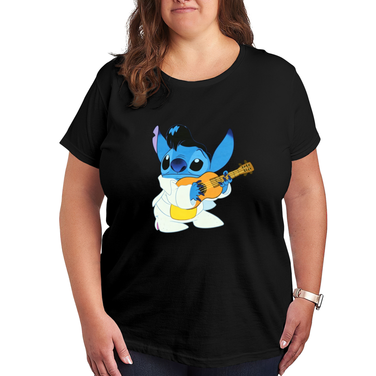 Rockstar Elvis Stitch Retro Fun Plus?Size Women Short Sleeve Tee
