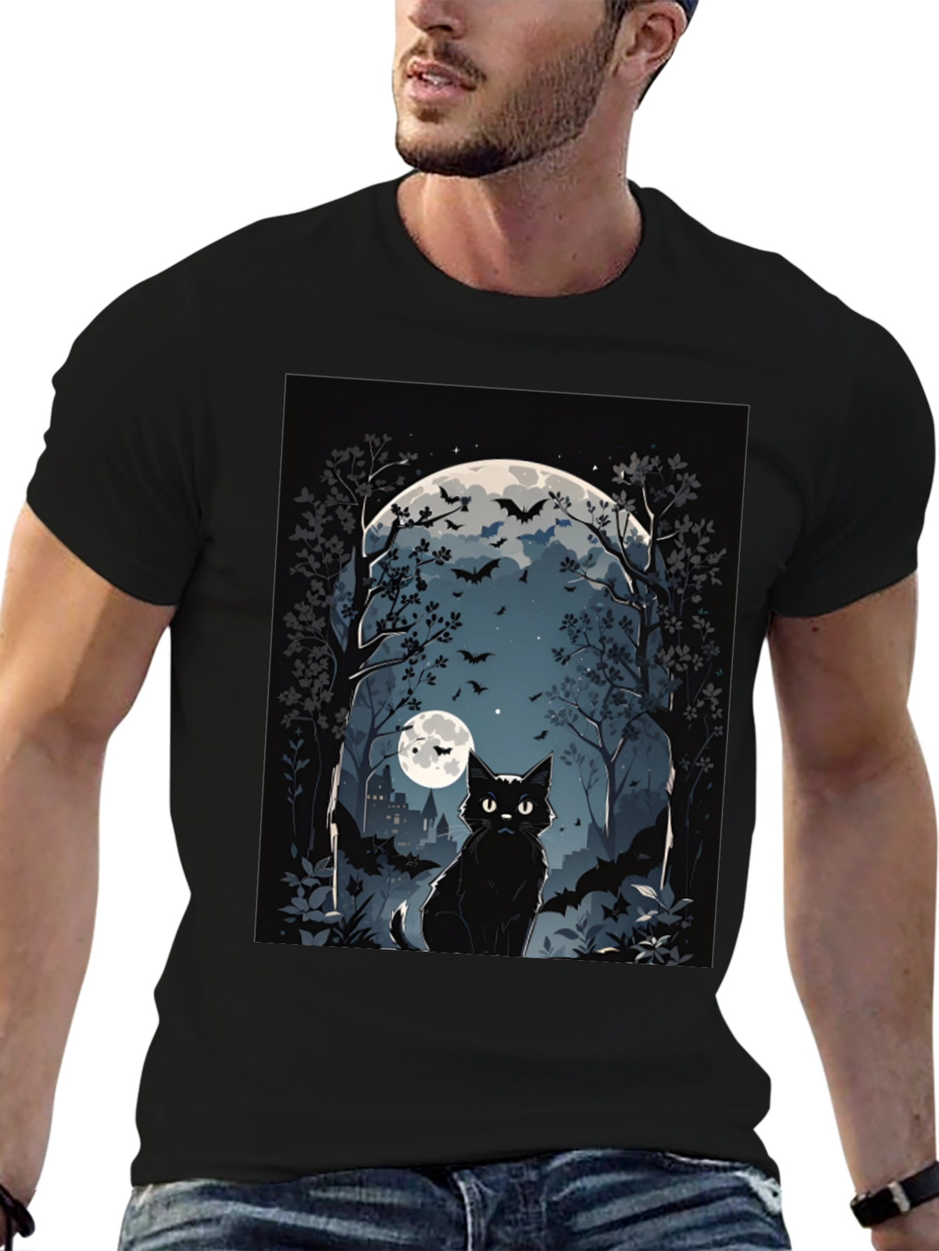 Halloween Black Cat Graphic Tee