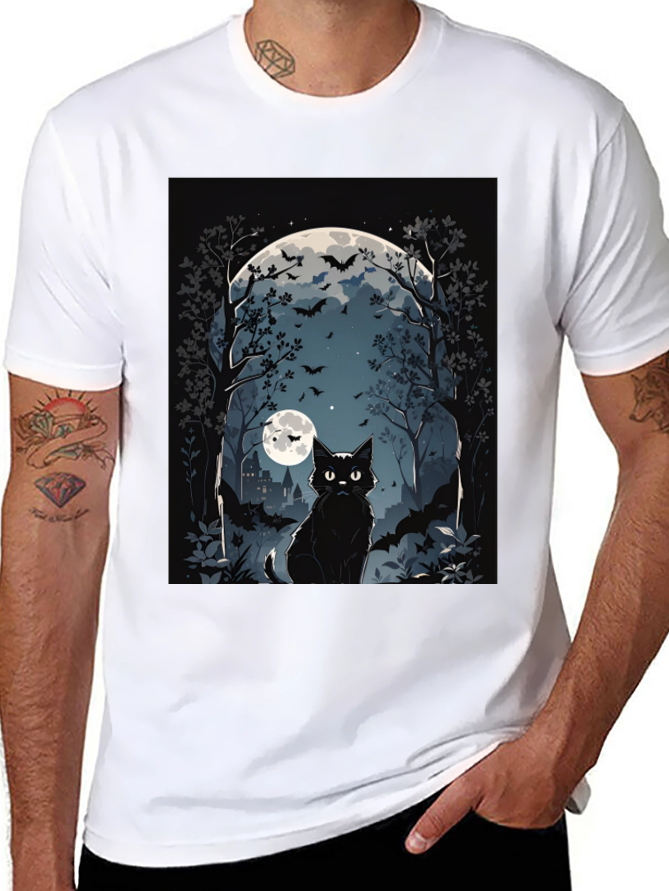 Halloween Black Cat Graphic Tee