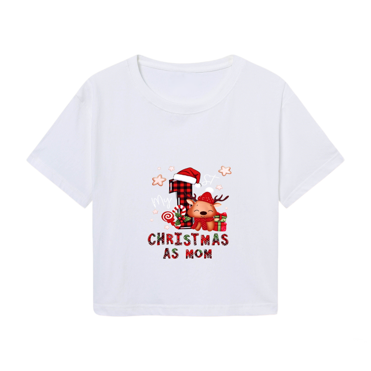 My First Christmas As Mom New Mommy Holiday Crop Top
