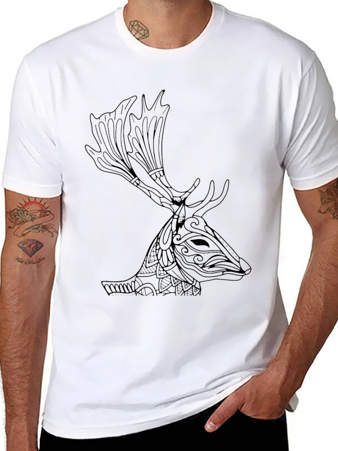 Deer Head Graphic Print T-Shirt