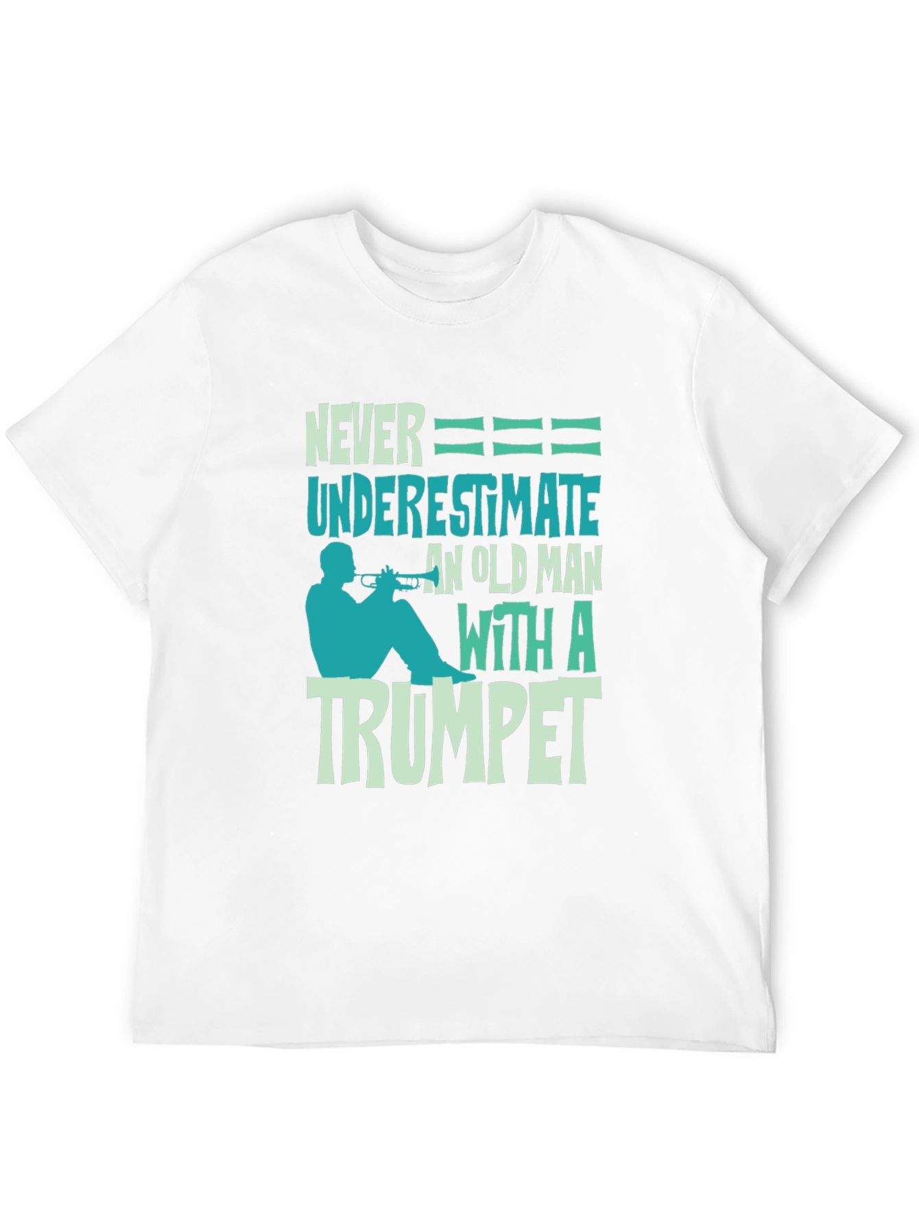 Never Underestimate Old Man with Trumpet Graphic Tee