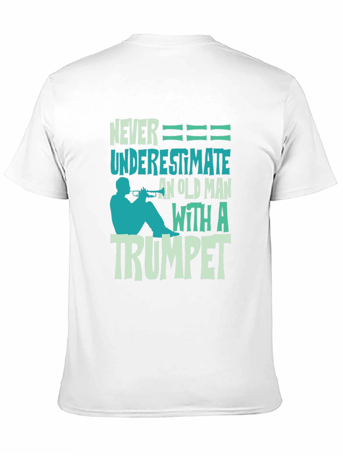 Never Underestimate Old Man with Trumpet Graphic Tee