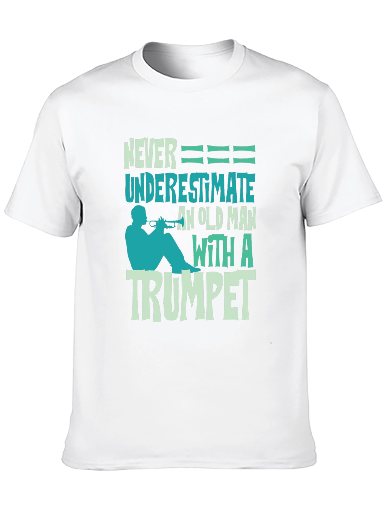 Never Underestimate Old Man with Trumpet Graphic Tee