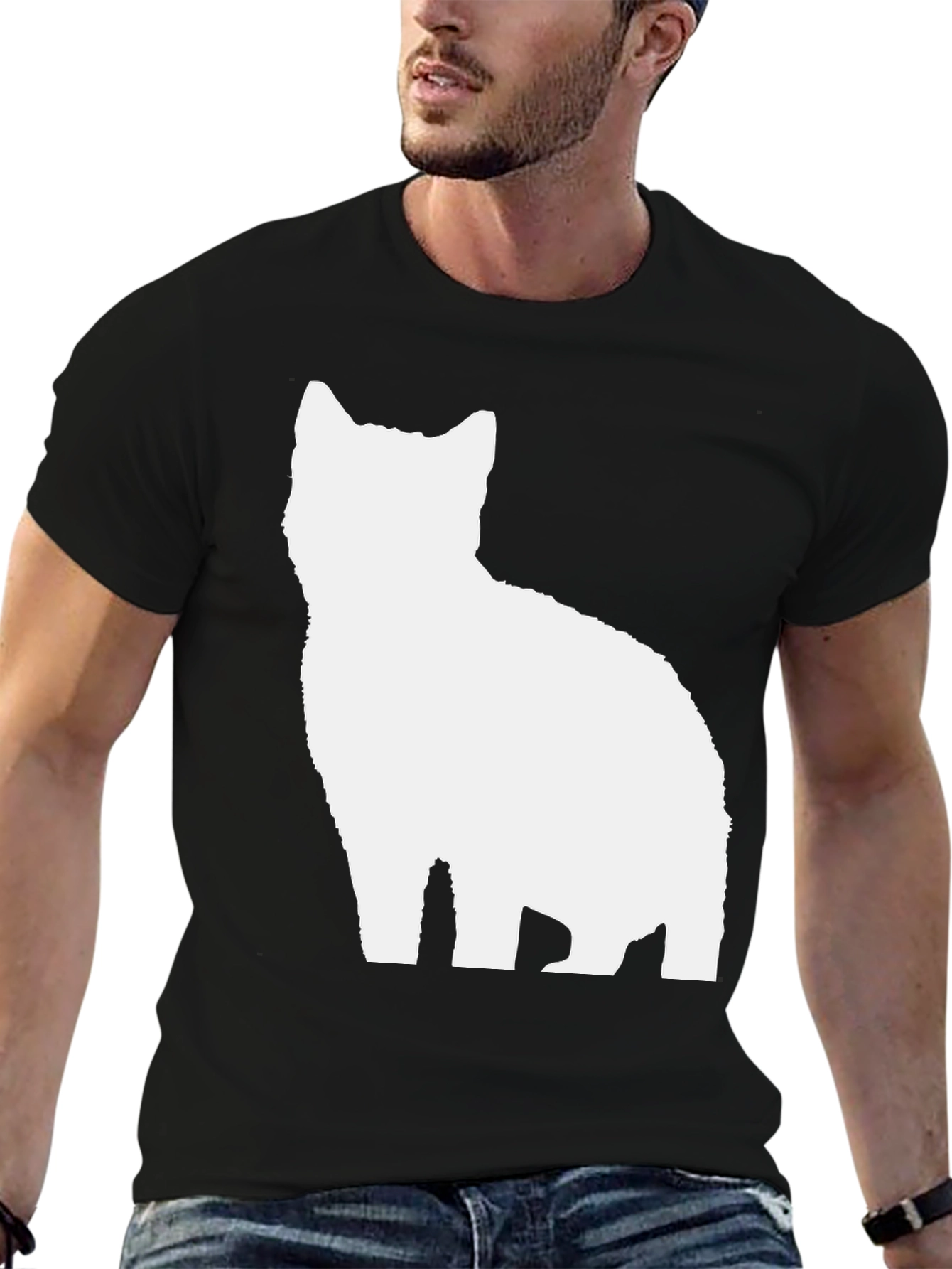 Cool Cat Silhouette Black T-Shirt