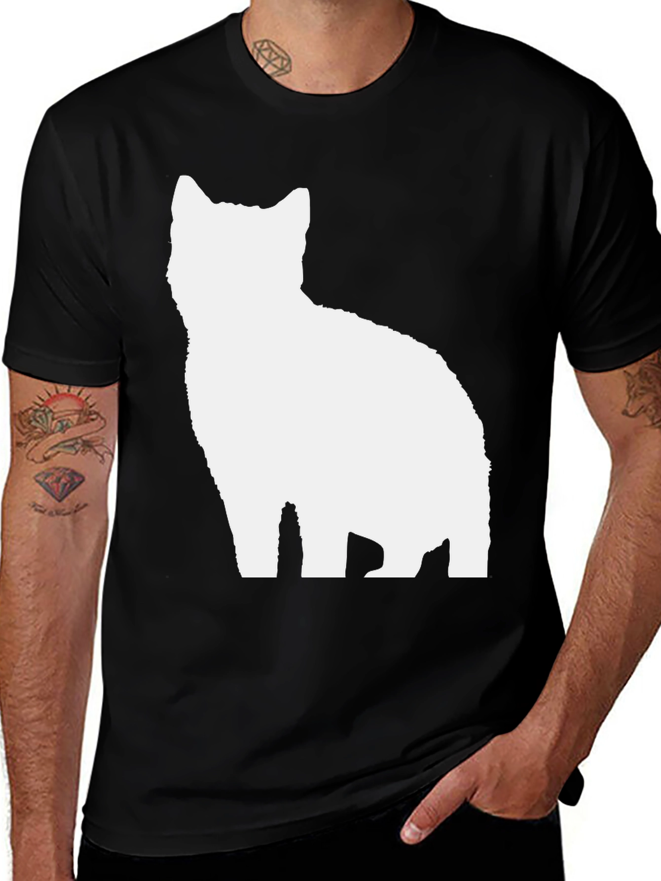 Cool Cat Silhouette Black T-Shirt