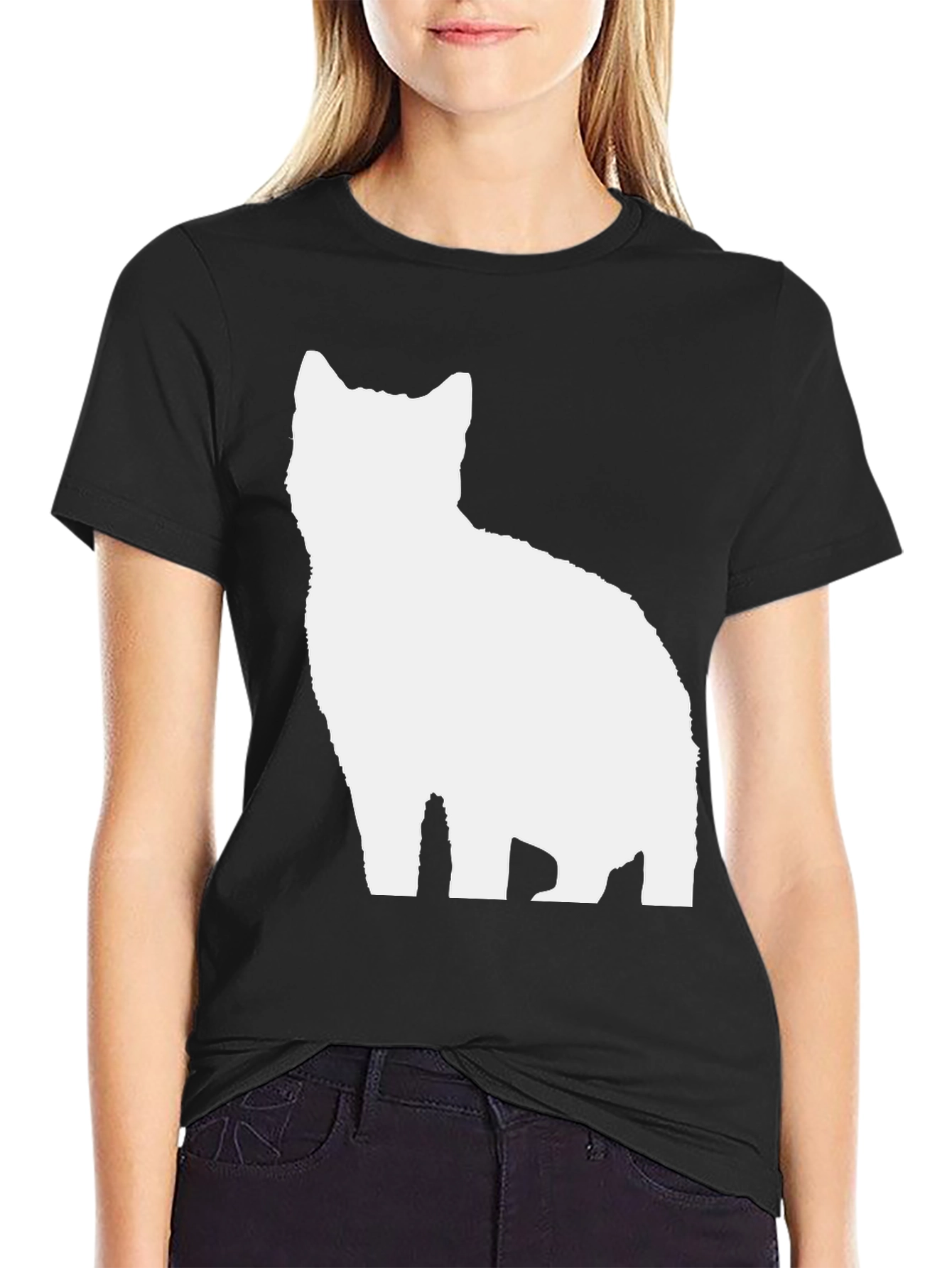 Cool Cat Silhouette Black T-Shirt