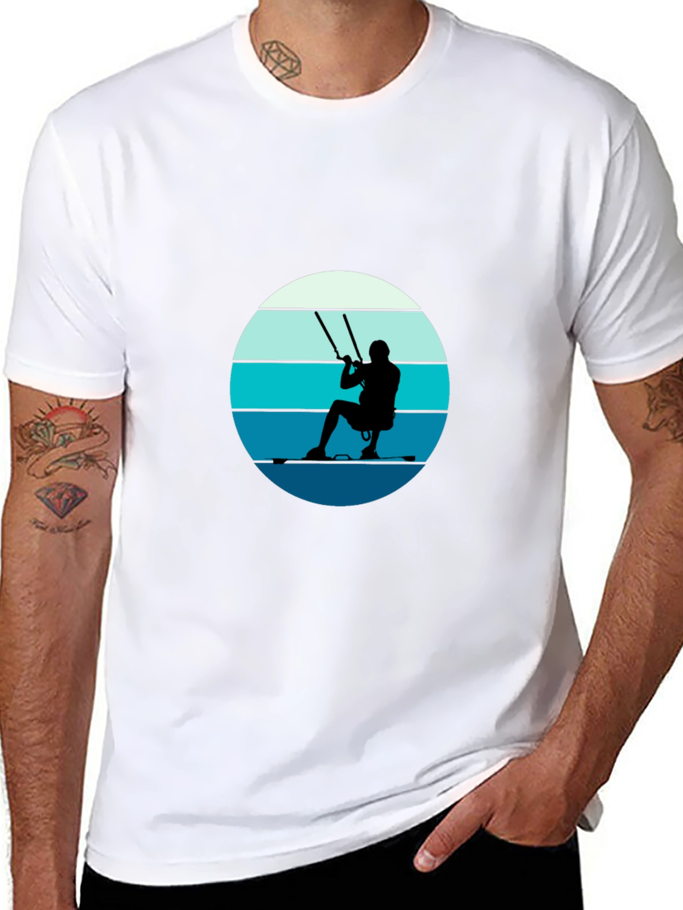 Retro Kite Surfing T-Shirt - Black