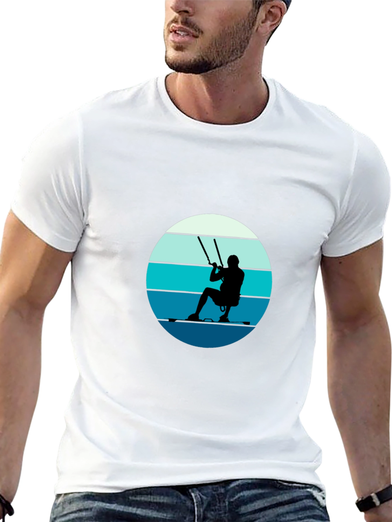 Retro Kite Surfing T-Shirt - Black