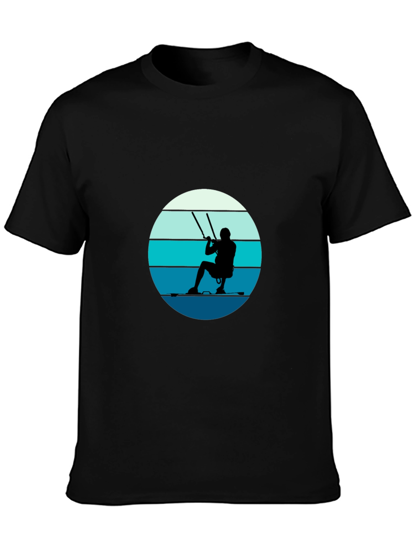 Retro Kite Surfing T-Shirt - Black
