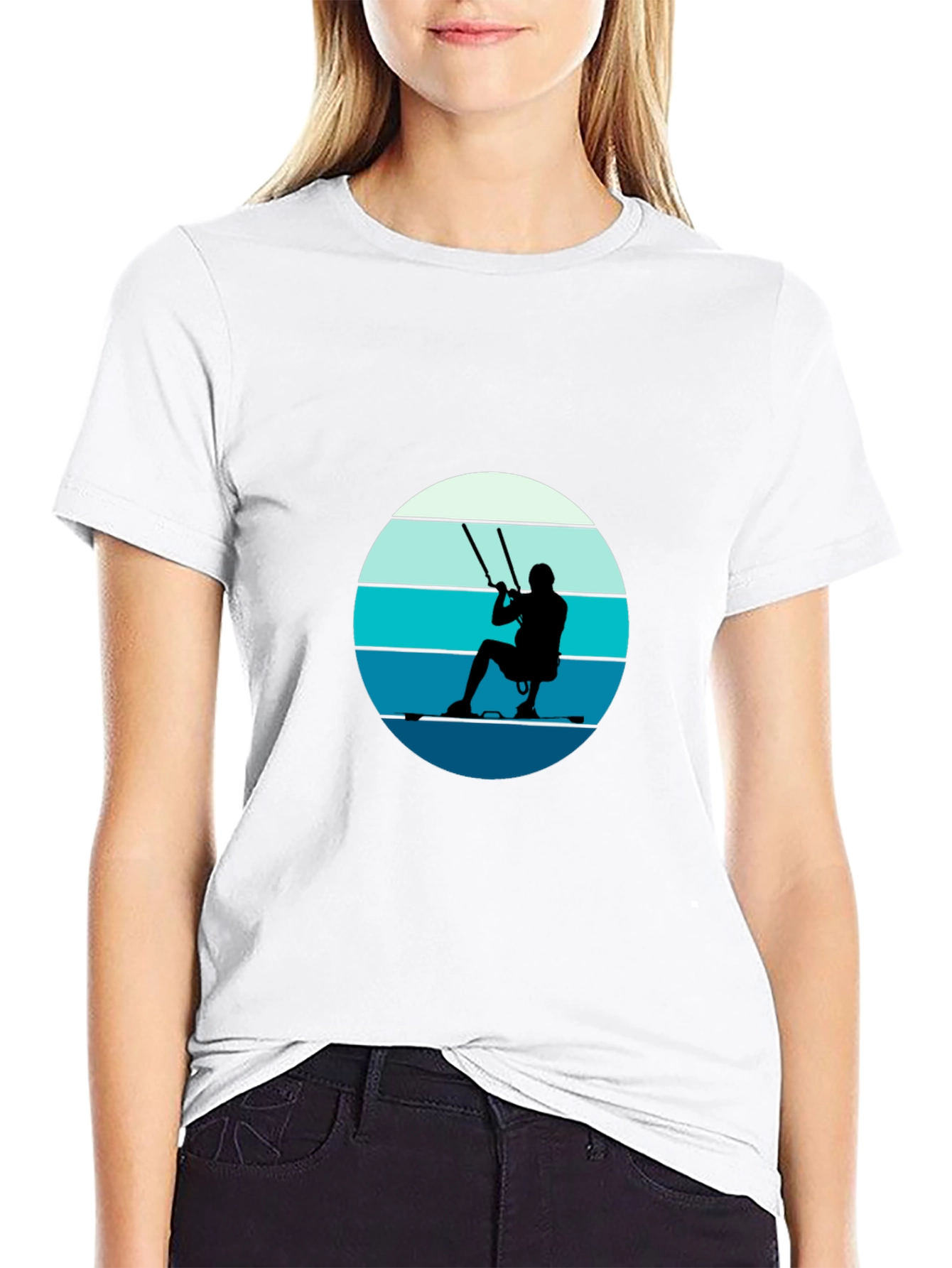 Retro Kite Surfing T-Shirt - Black