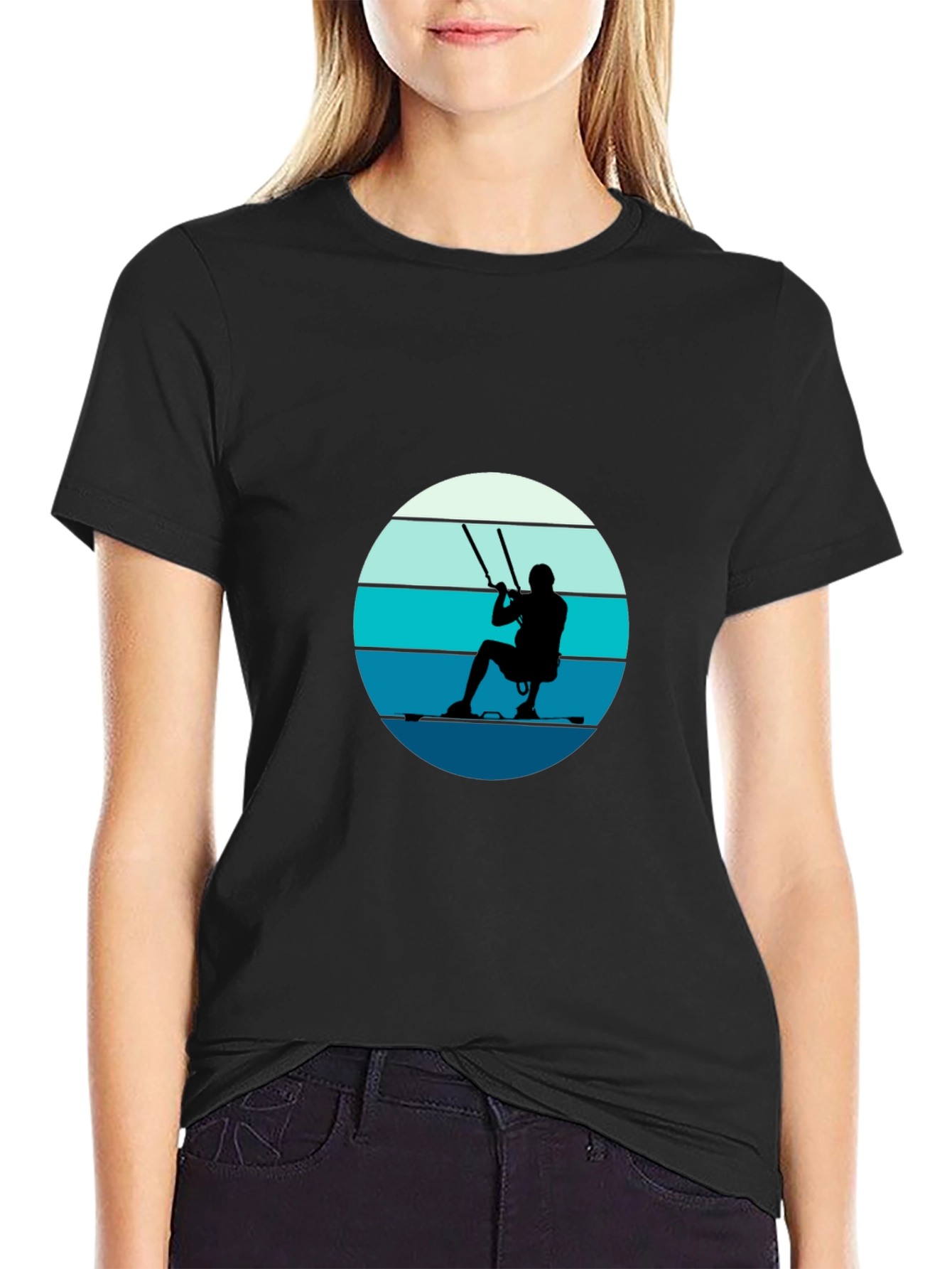 Retro Kite Surfing T-Shirt - Black