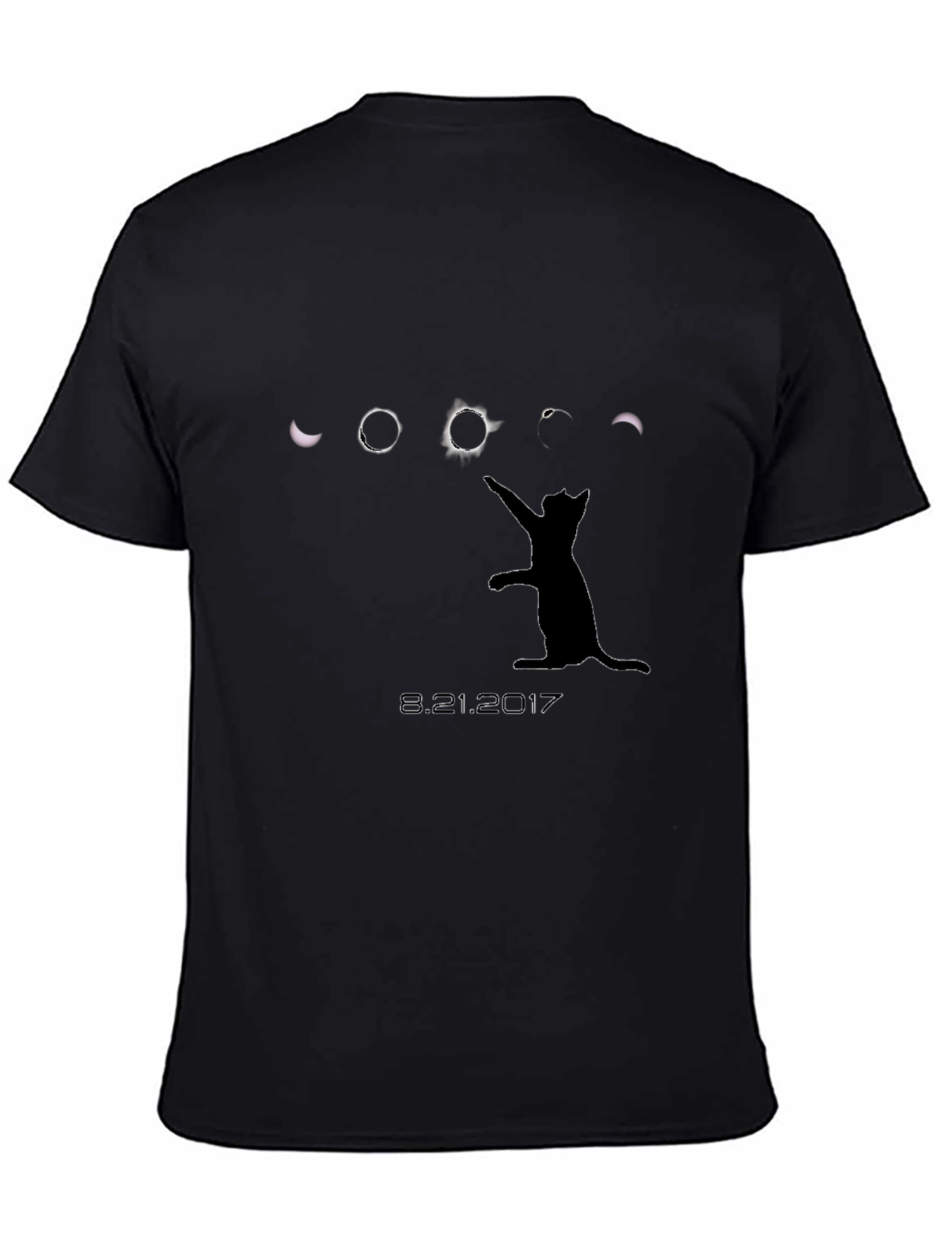 Solar Eclipse Cat Black T-Shirt - August 21 2017